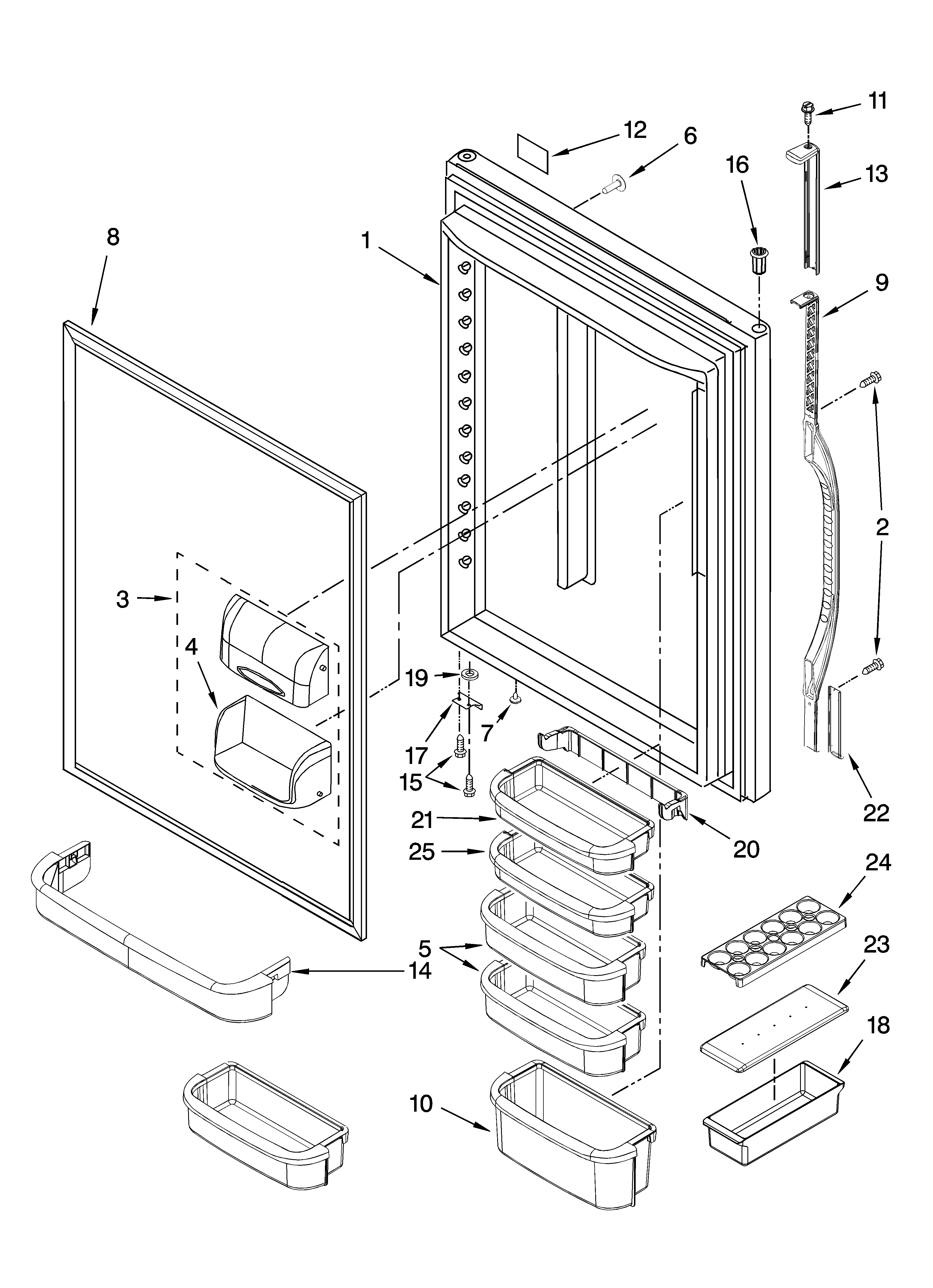 Kenmore 59675962701 refrigerator door parts diagram