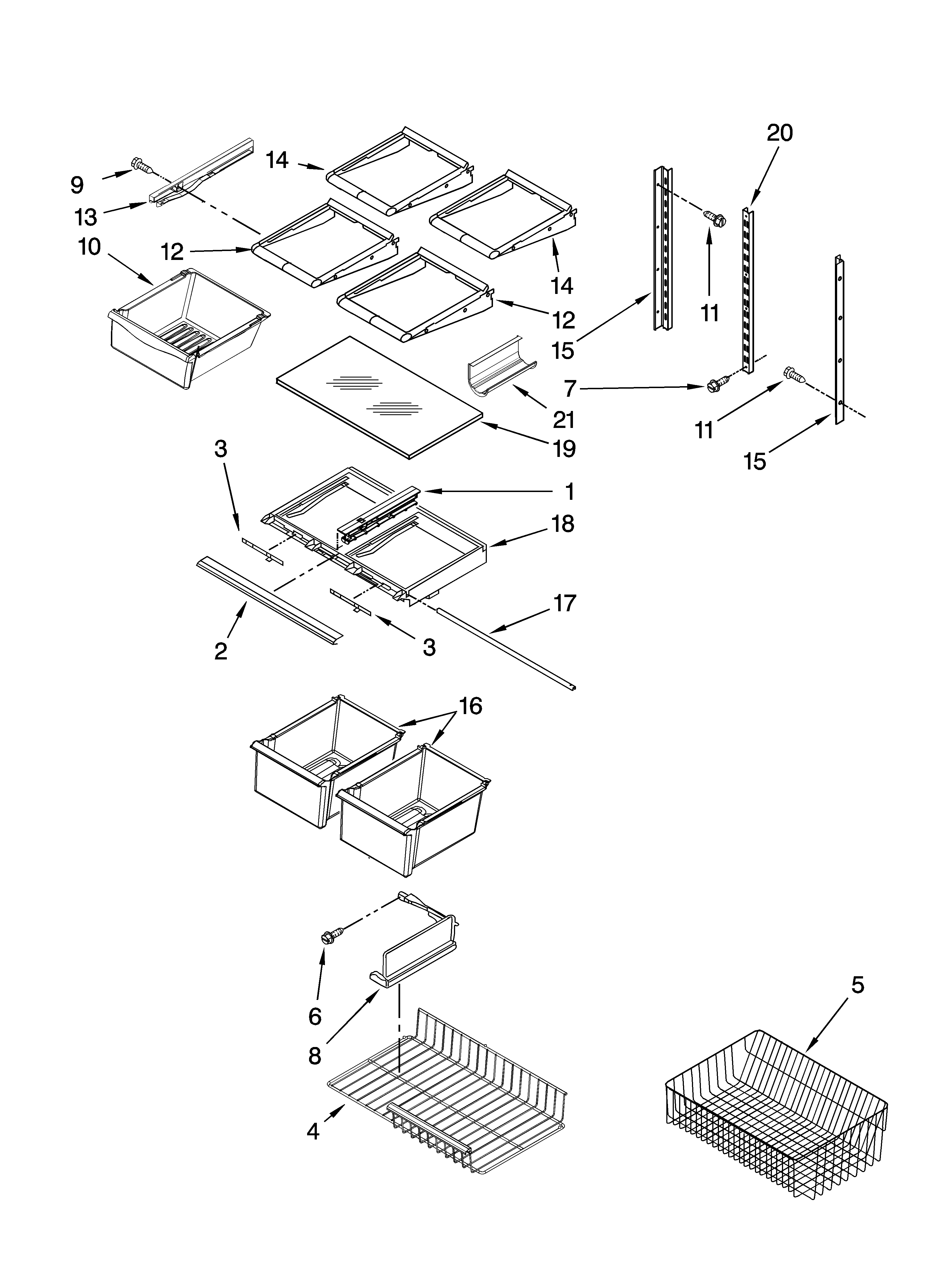 Kenmore 59675962701 shelf parts diagram