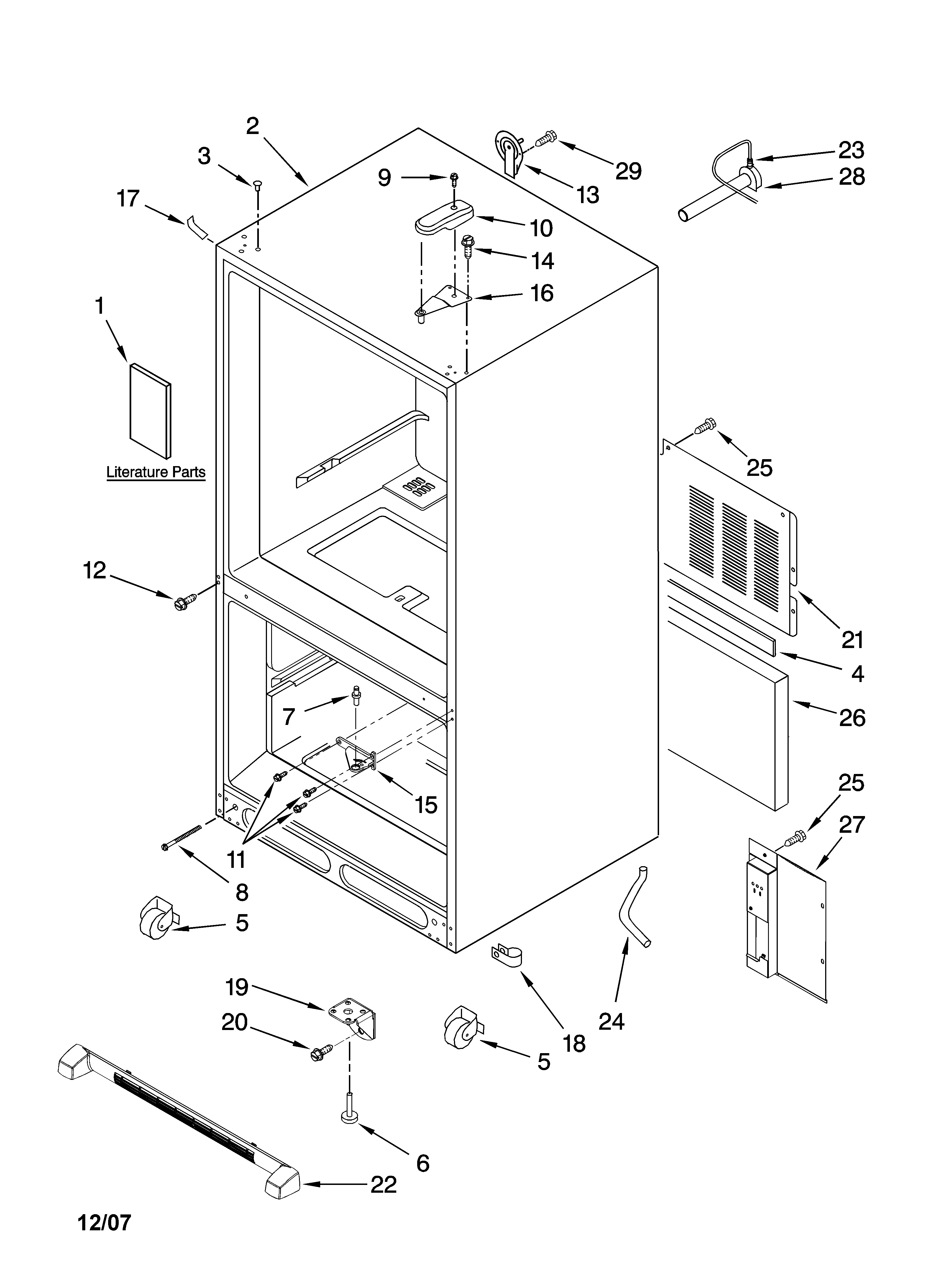 Kenmore Elite 59676053701 cabinet parts diagram