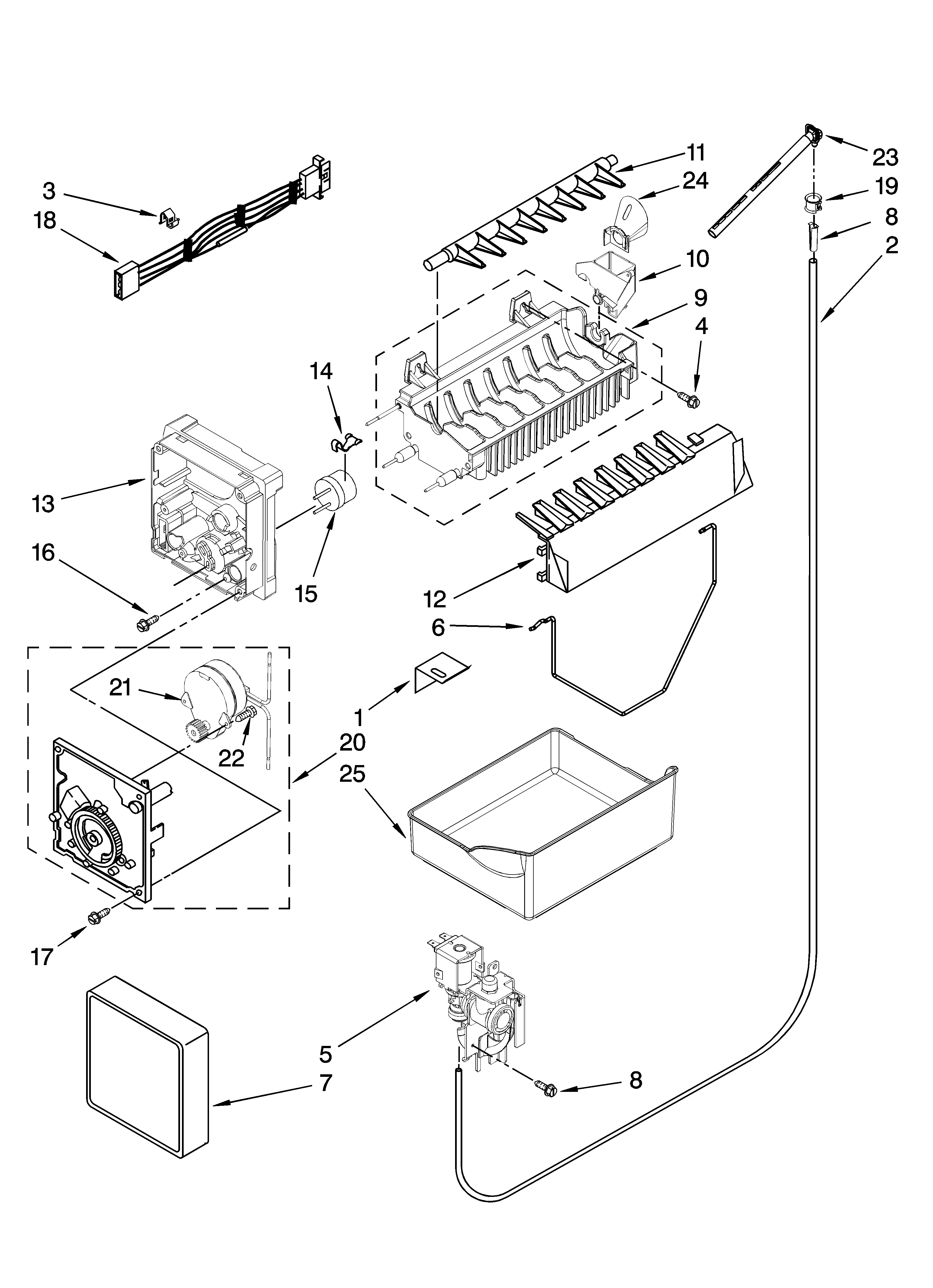 Kenmore Elite 59676053701 icemaker parts, optional parts diagram