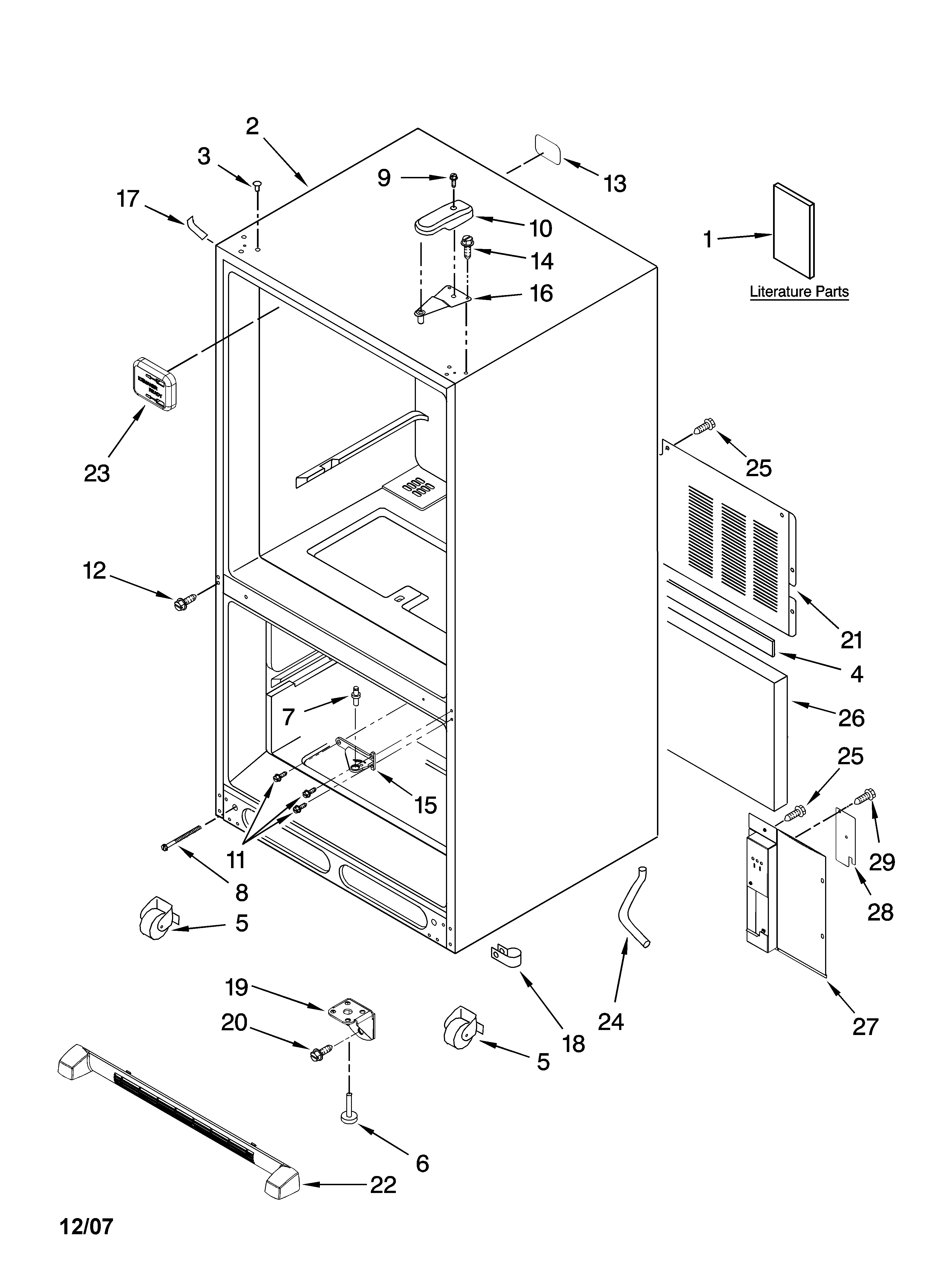 Kenmore 59667252701 cabinet parts diagram