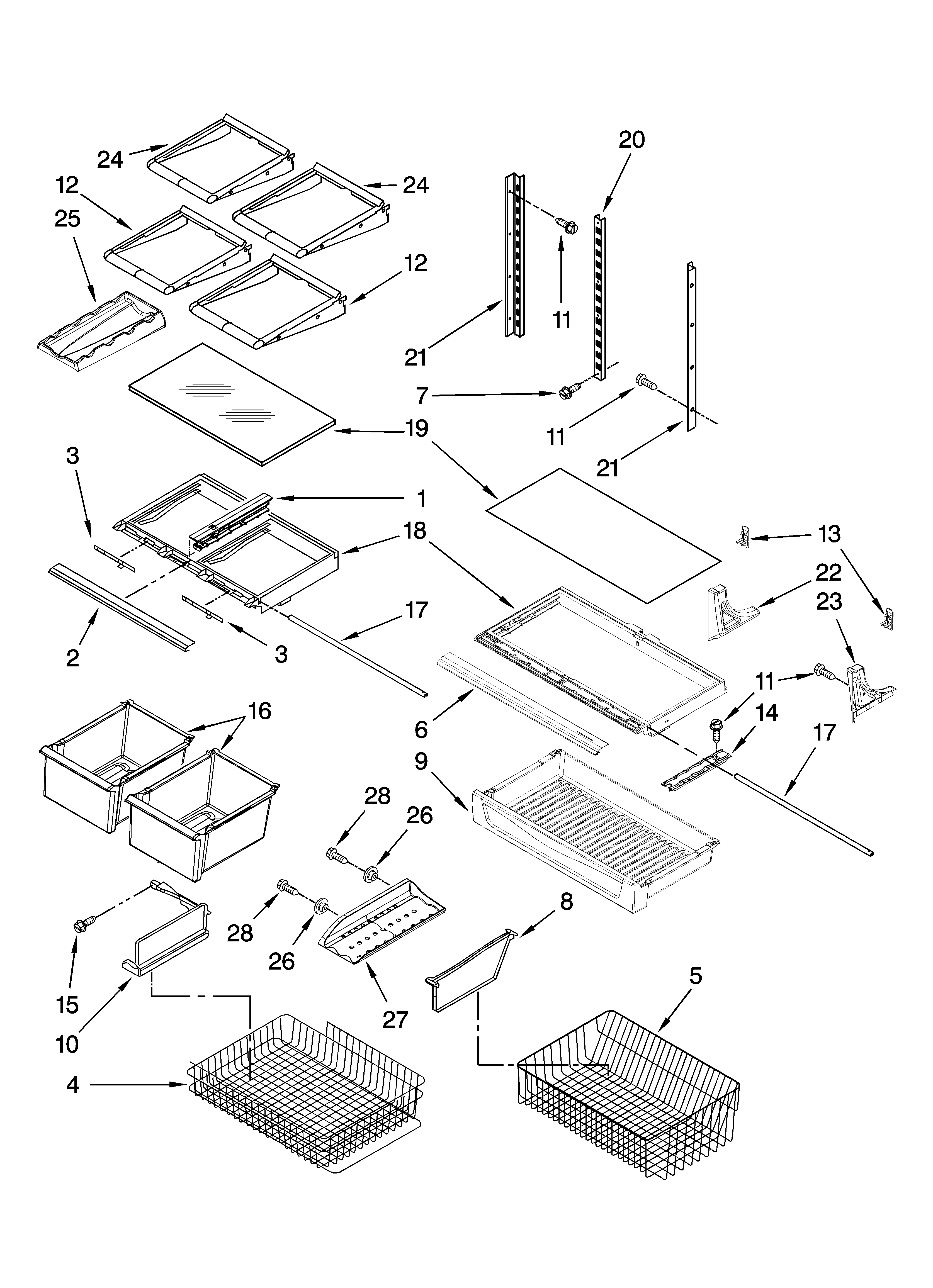 Kenmore 59667252701 shelf parts diagram
