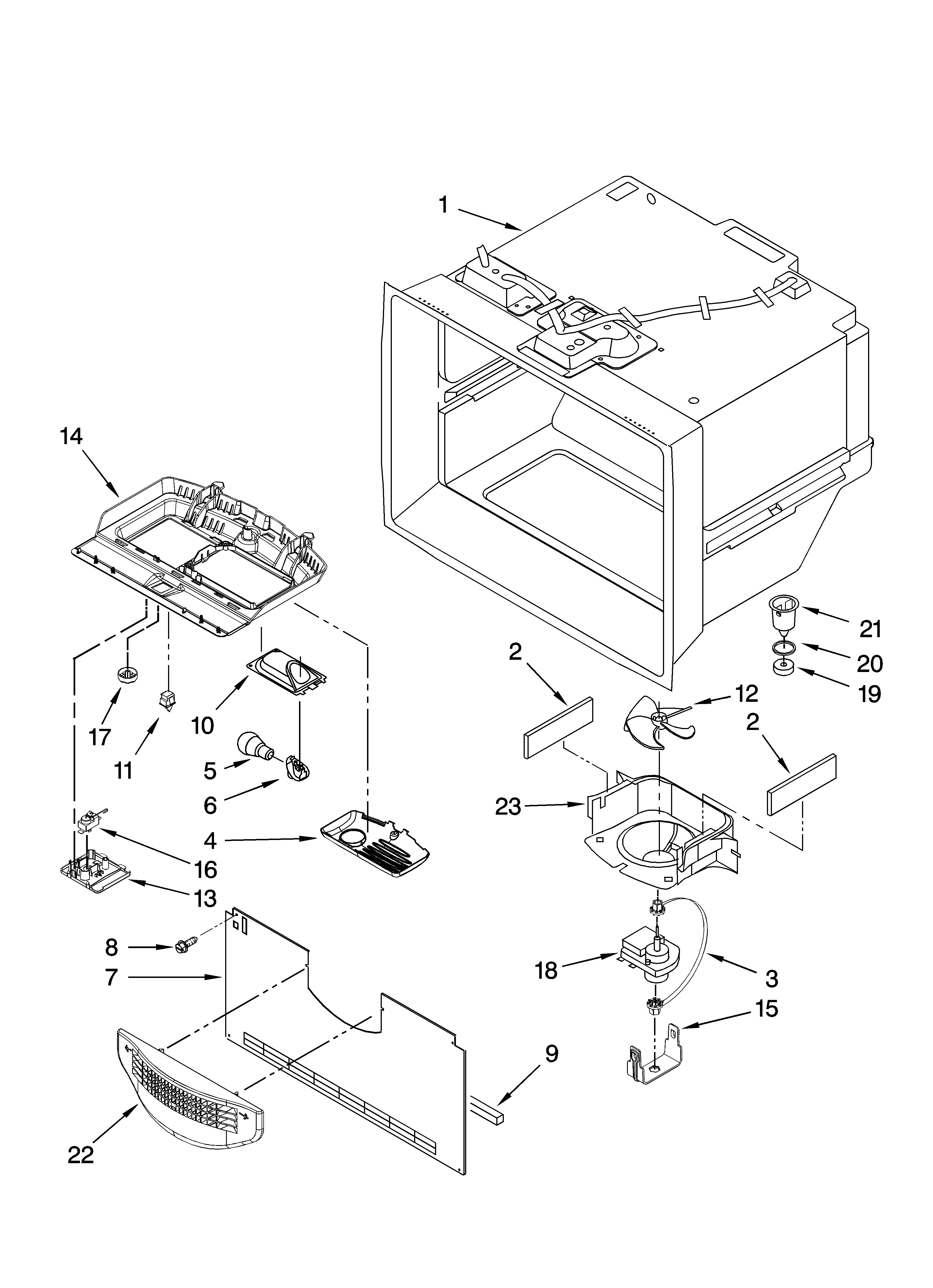 Kenmore 59667993702 freezer liner parts diagram