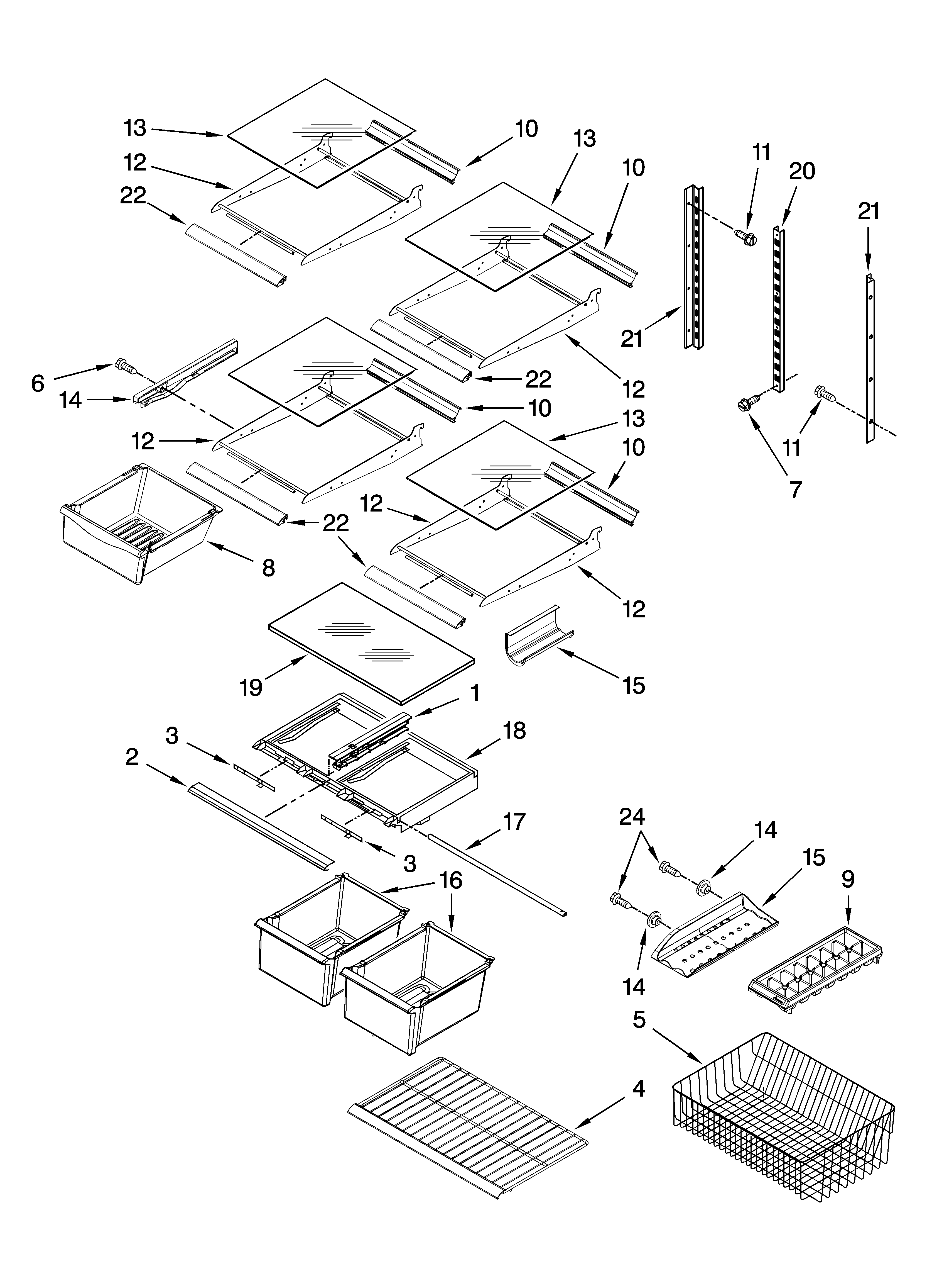 Kenmore 59667993702 shelf parts diagram