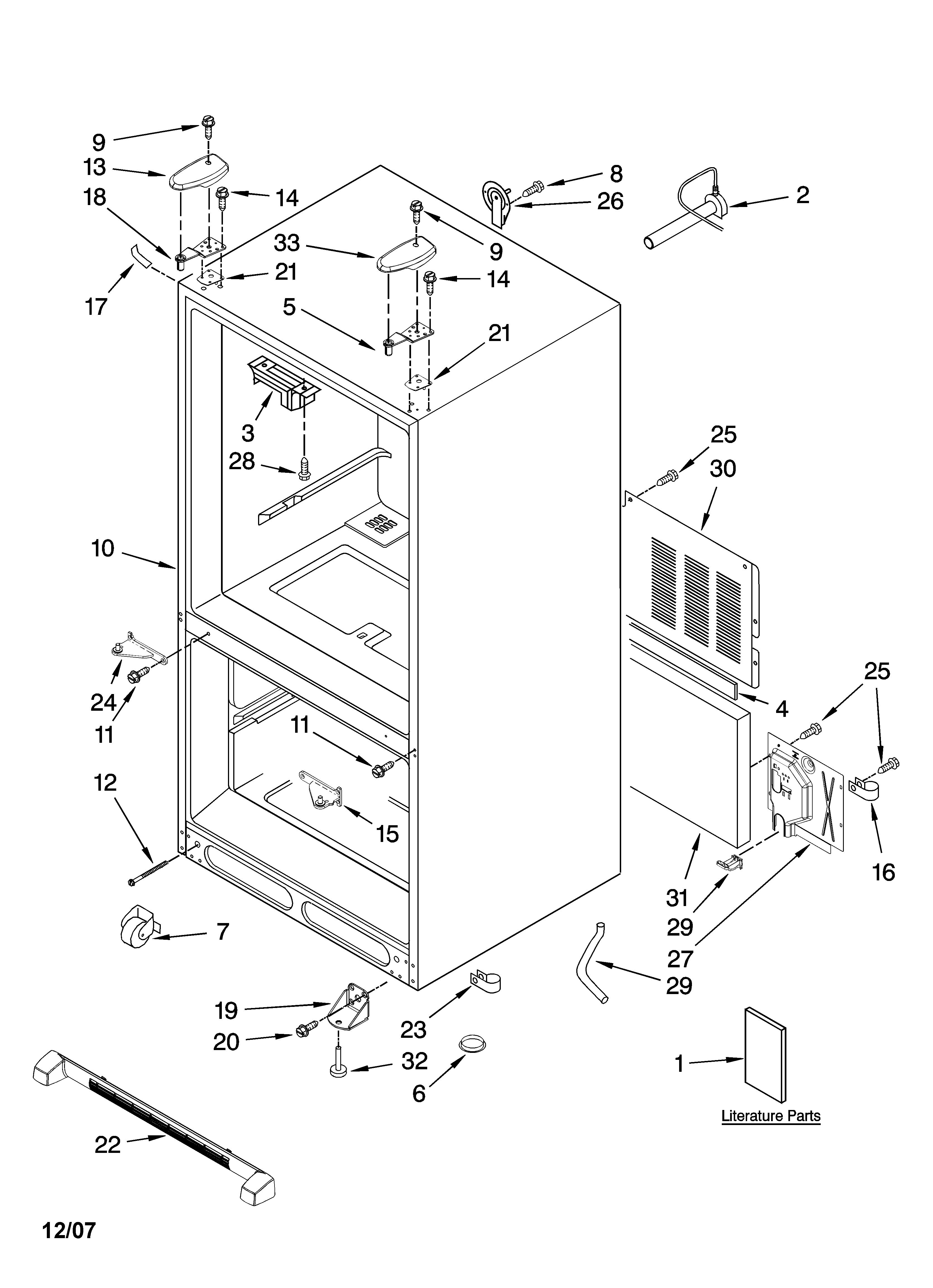 Kenmore Elite 59676572701 cabinet parts diagram