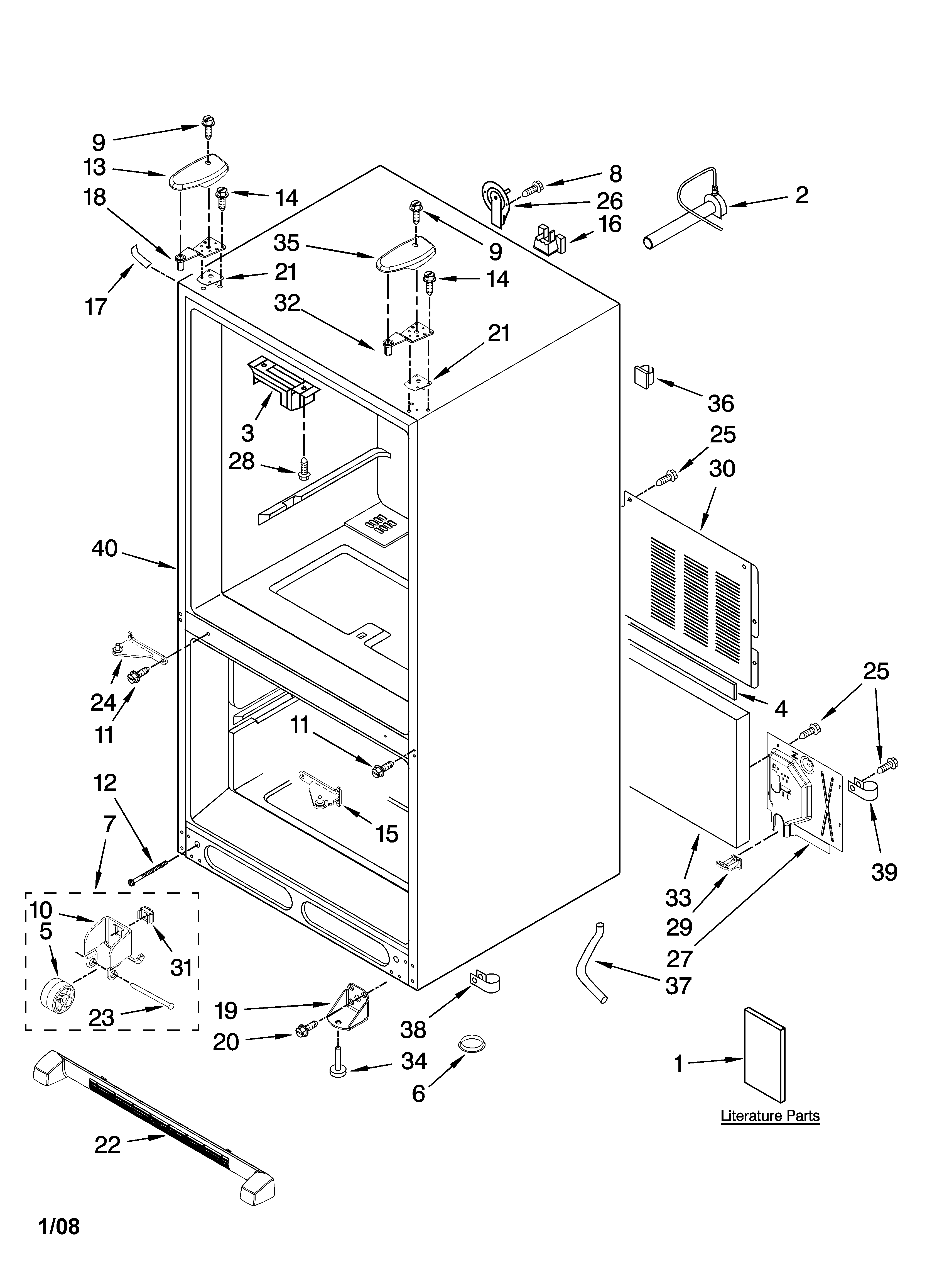 Kenmore Elite 59676602701 cabinet parts diagram