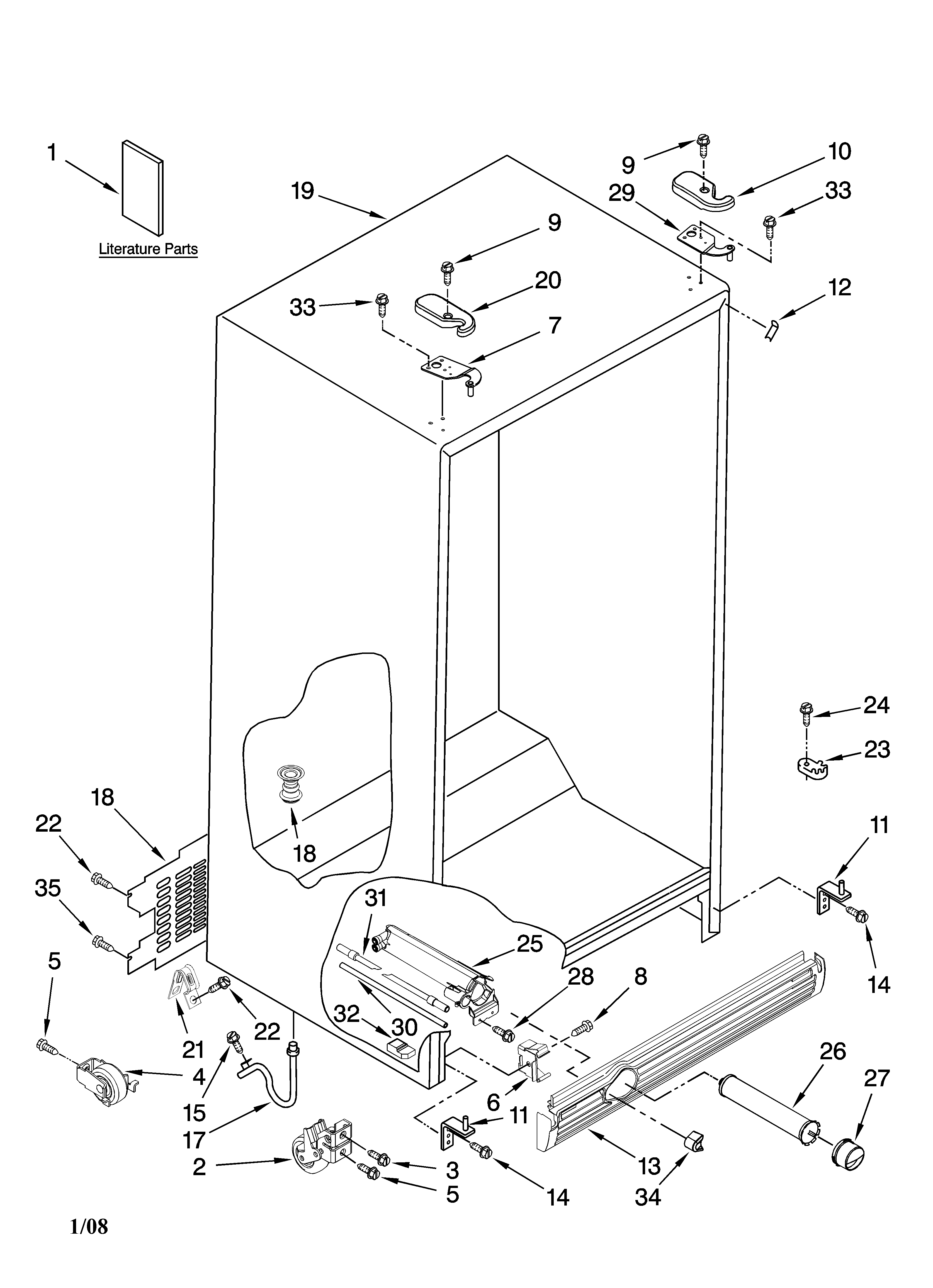 Kenmore 10658913800 cabinet parts diagram