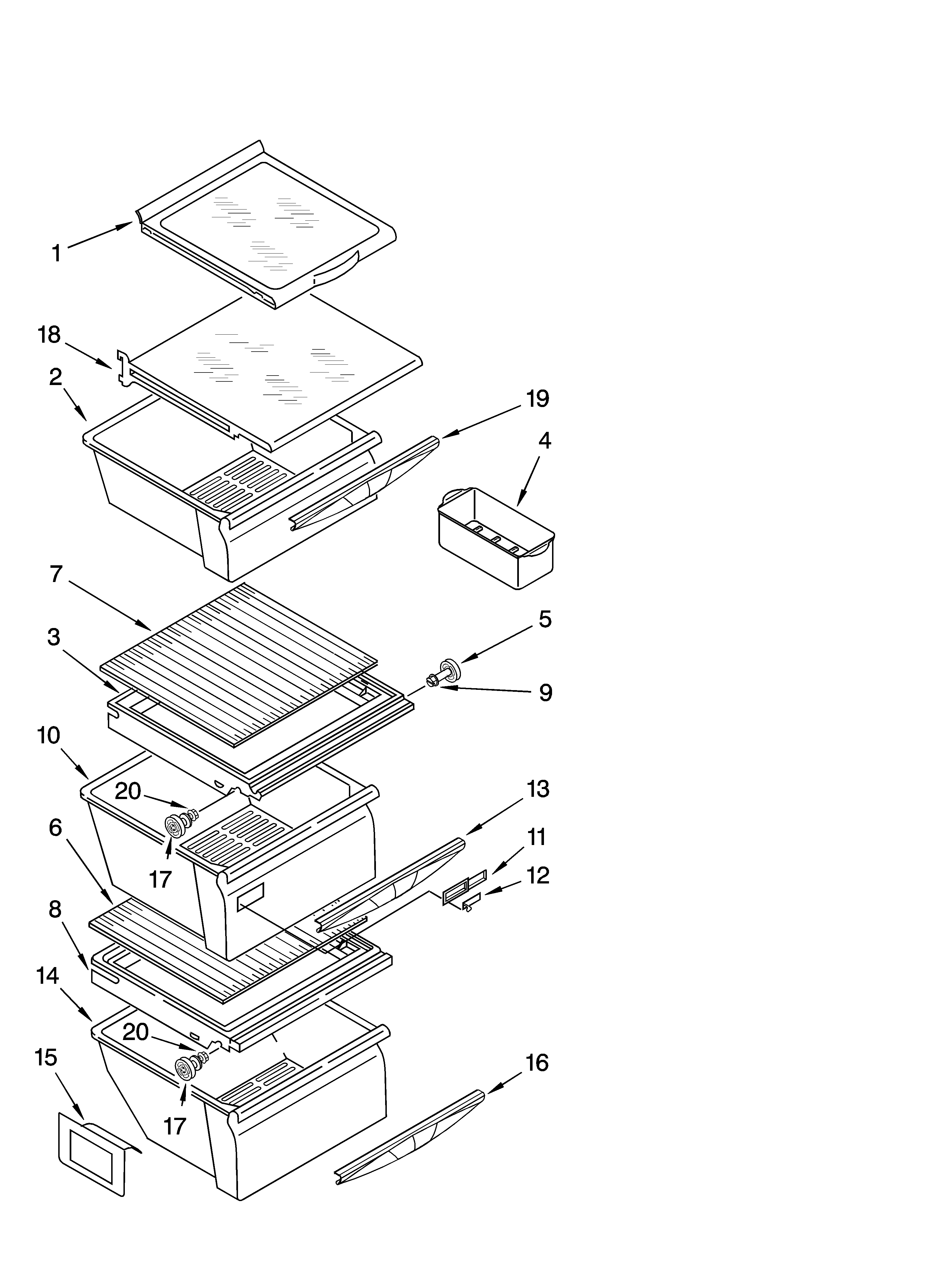 Kenmore 10658913800 refrigerator shelf parts diagram