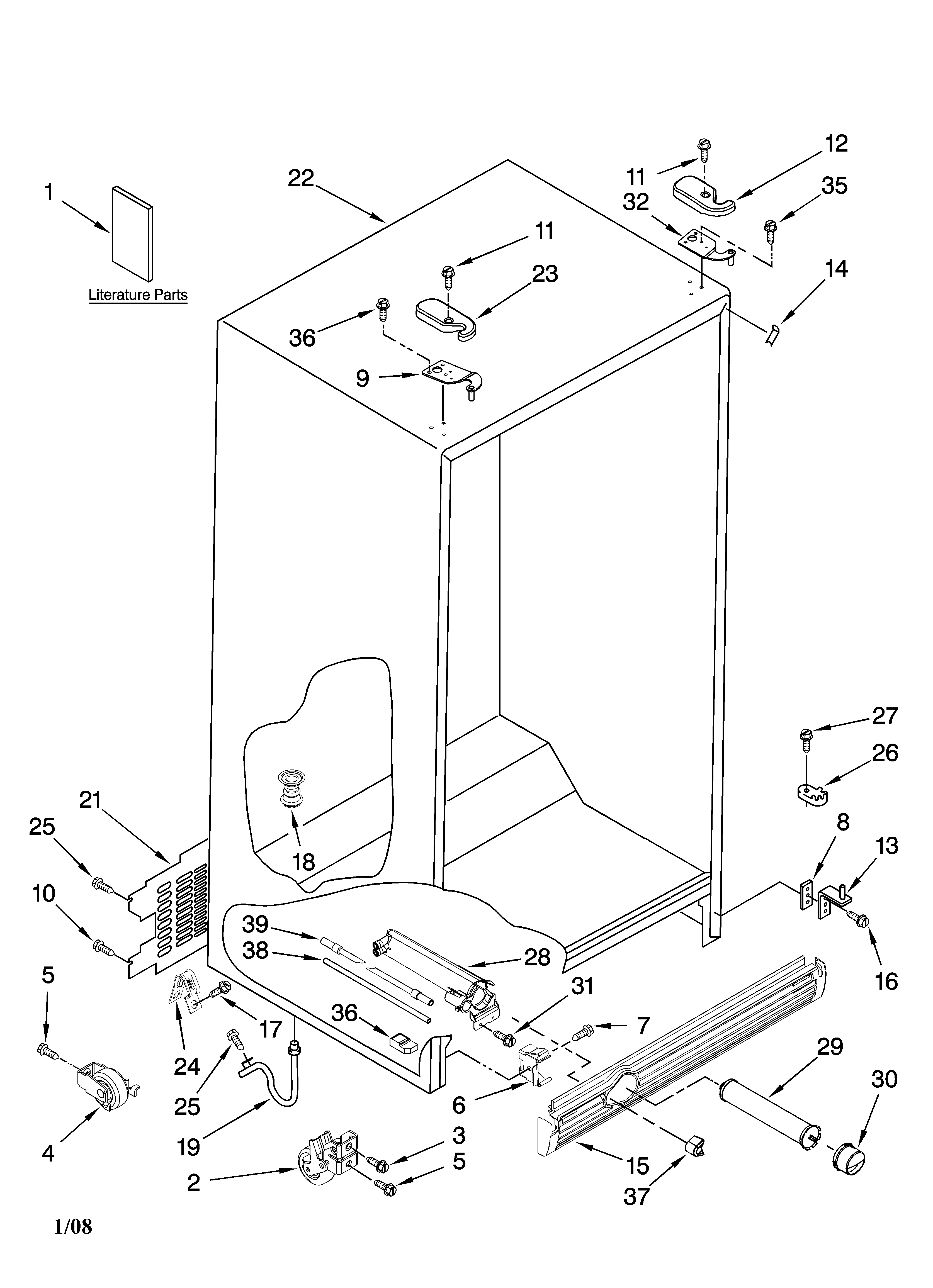 Kenmore Elite 10658163700 cabinet parts diagram