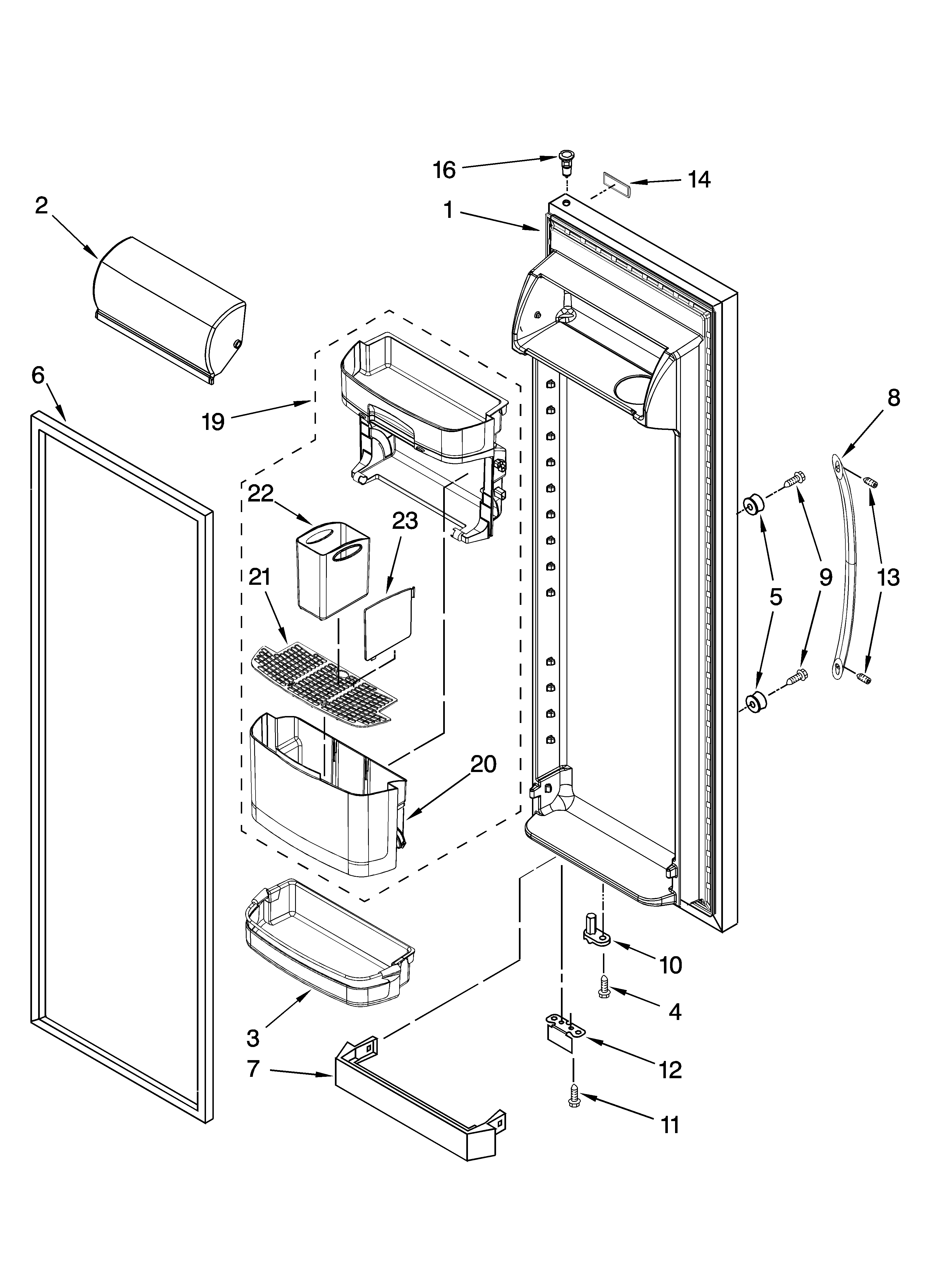 Kenmore Elite 10658163700 refrigerator door parts diagram