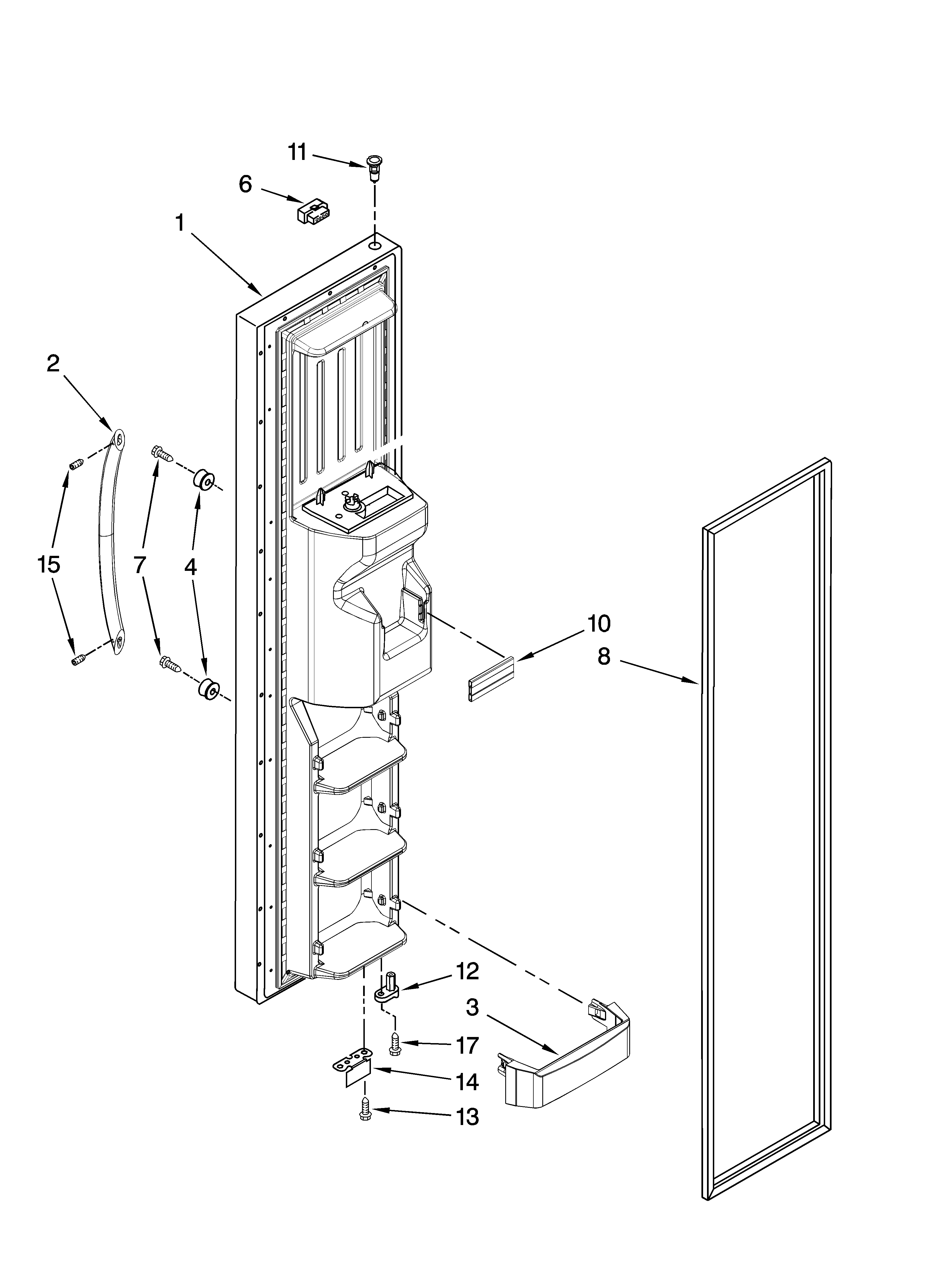 Kenmore Elite 10658163700 freezer door parts diagram