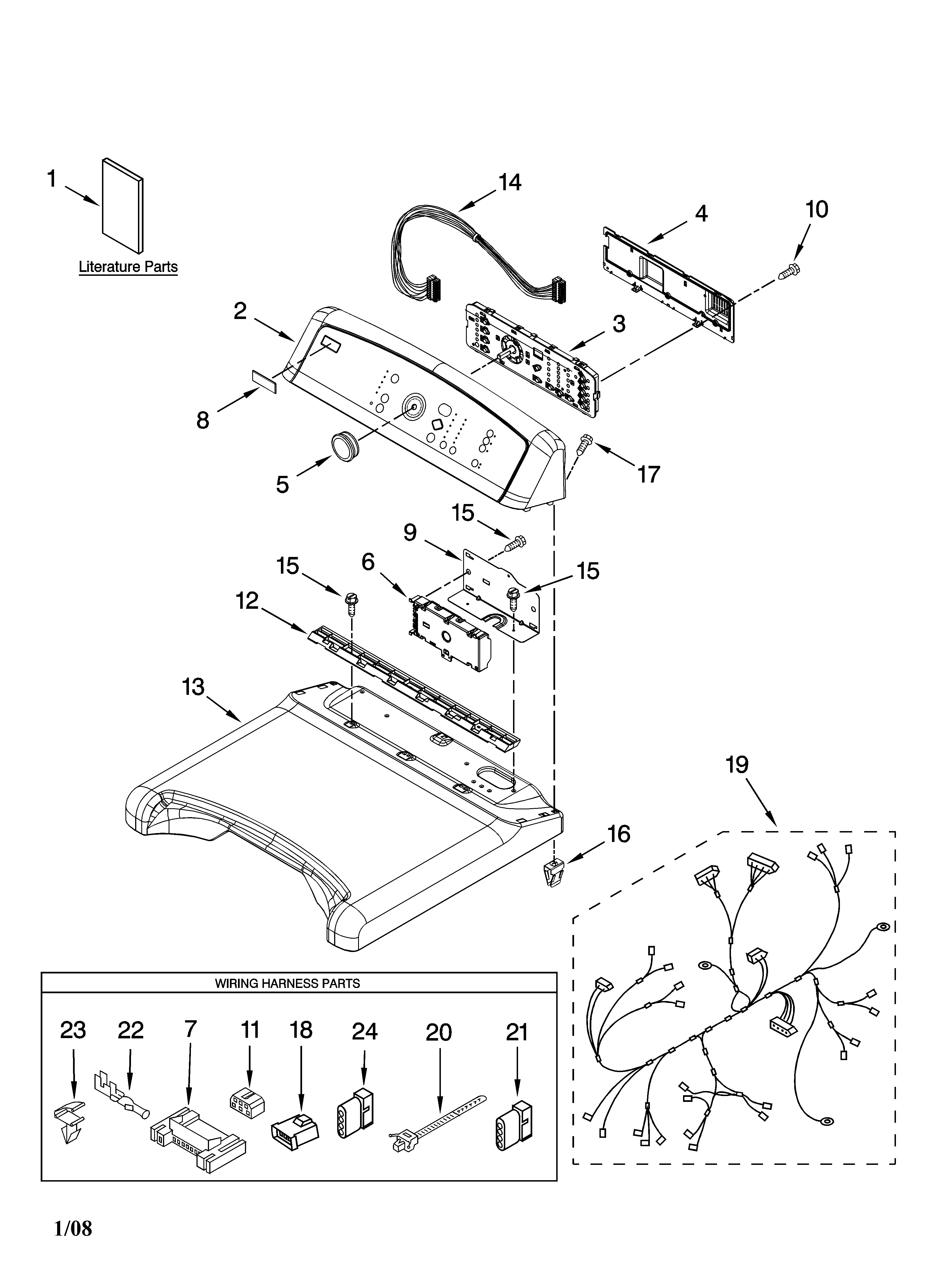 Kenmore Elite 11077042600 top and console parts diagram