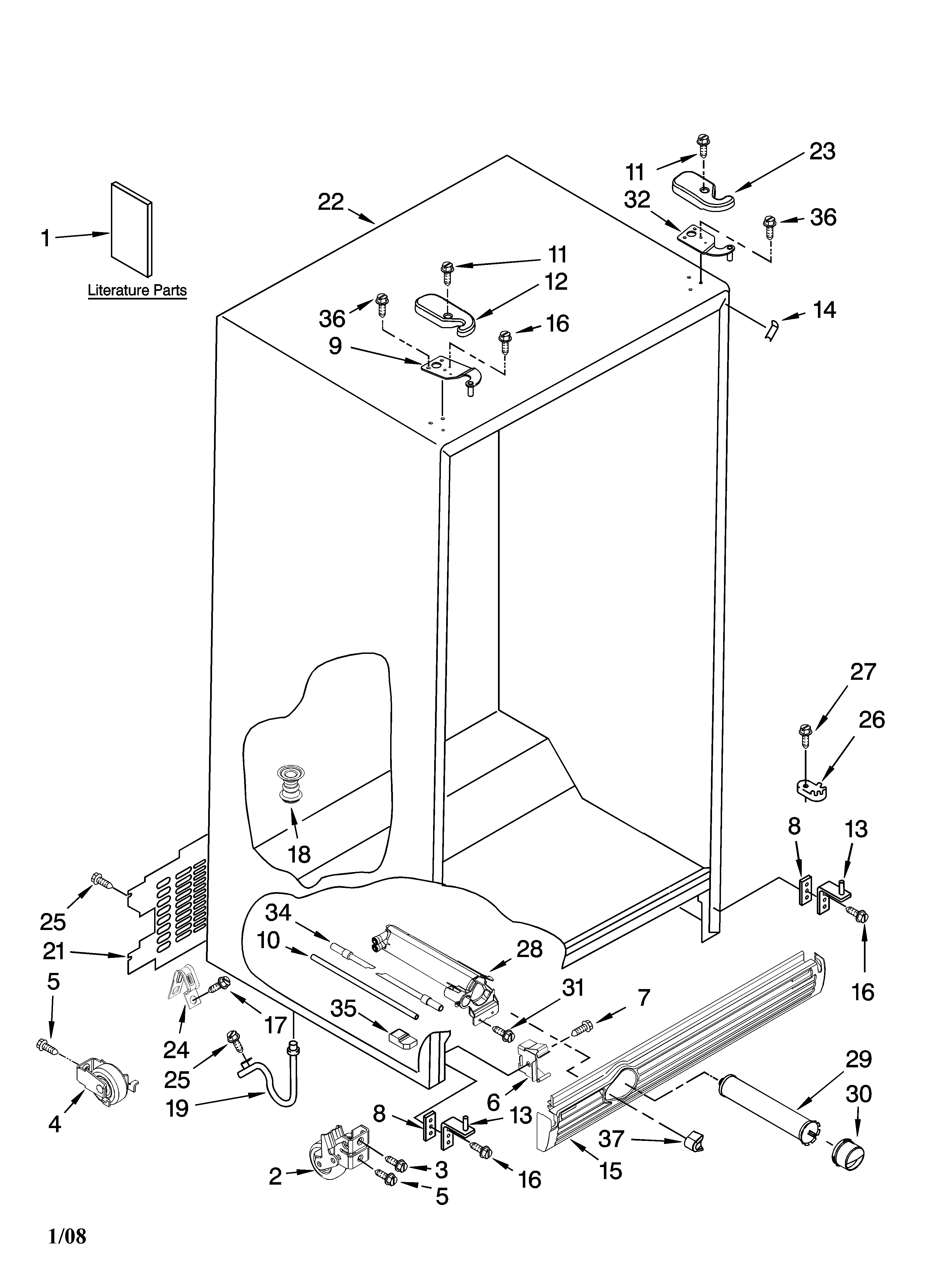 Kenmore 10656872603 cabinet parts diagram