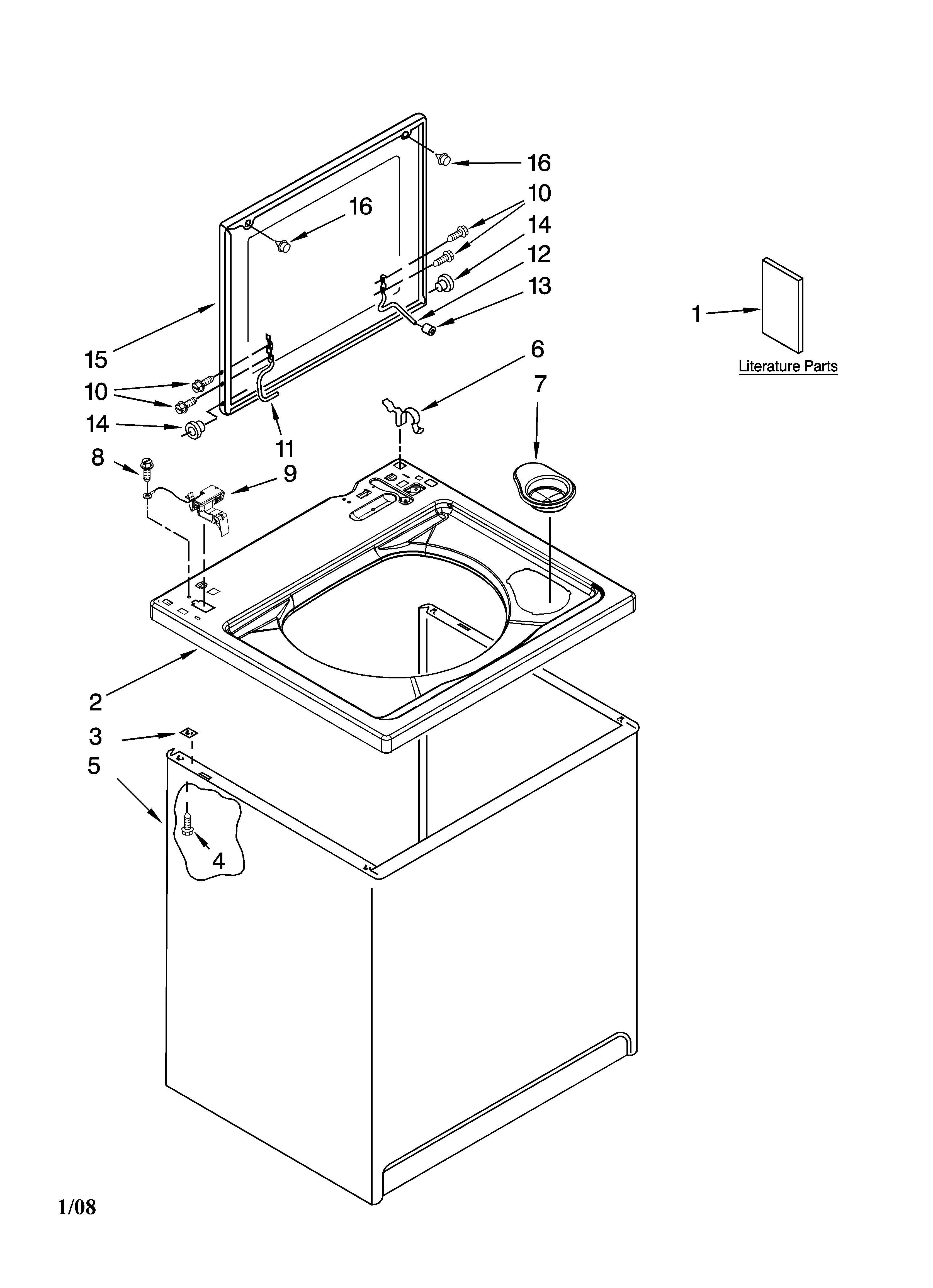 Kenmore 11028522701 top and cabinet parts diagram