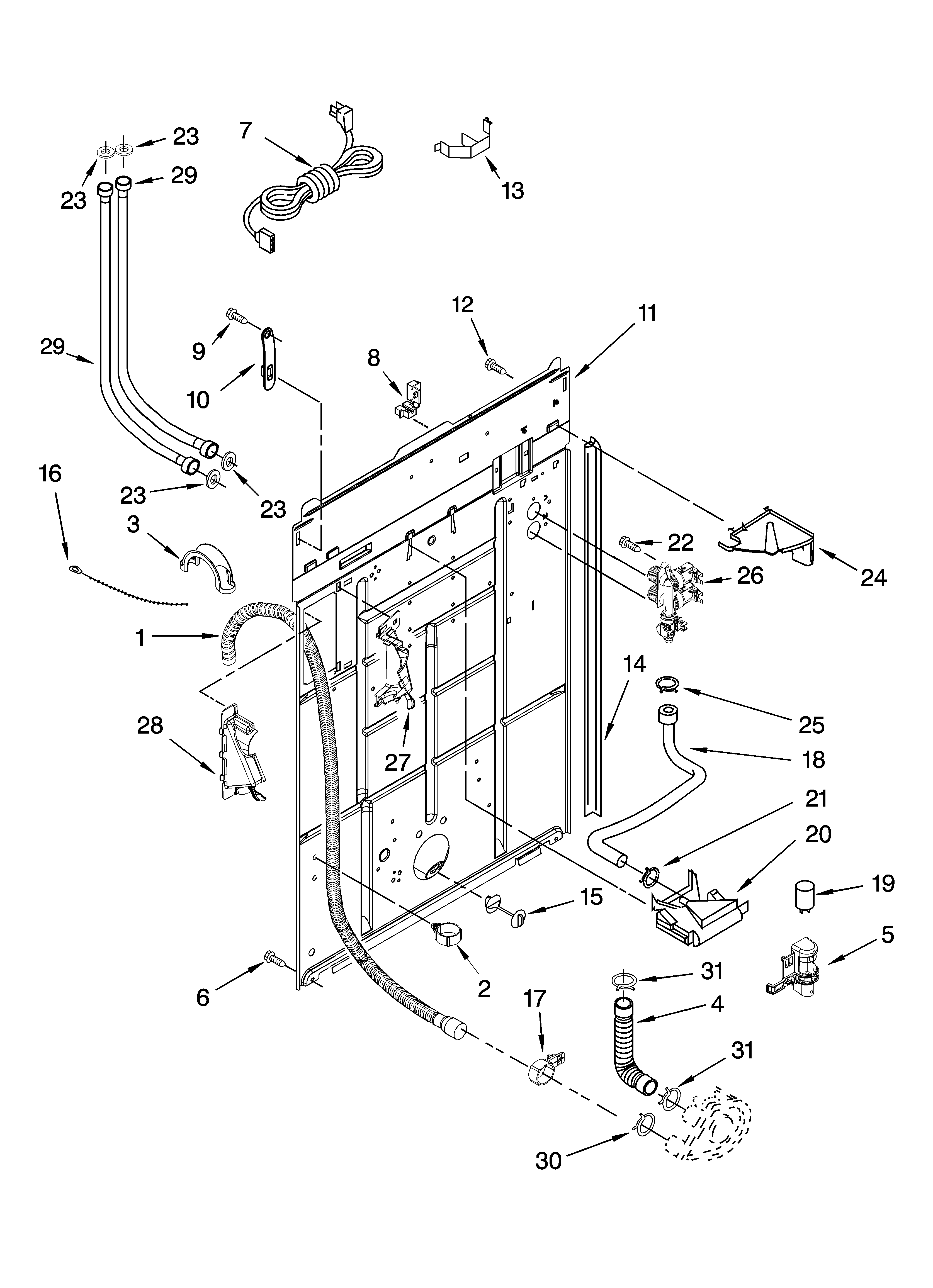 Kenmore 11028522701 rear panel parts diagram