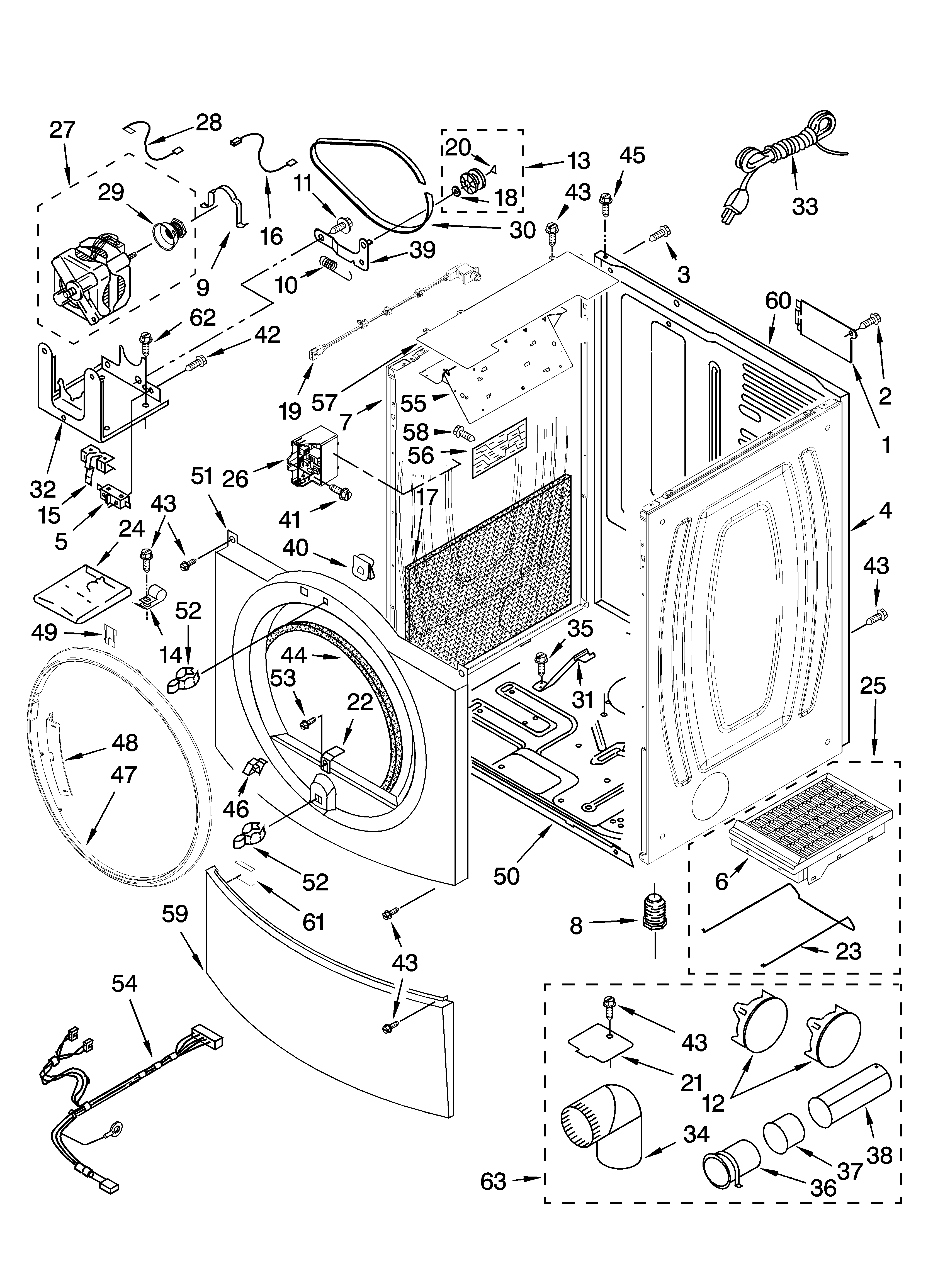 Kenmore Elite 11097081601 cabinet parts diagram