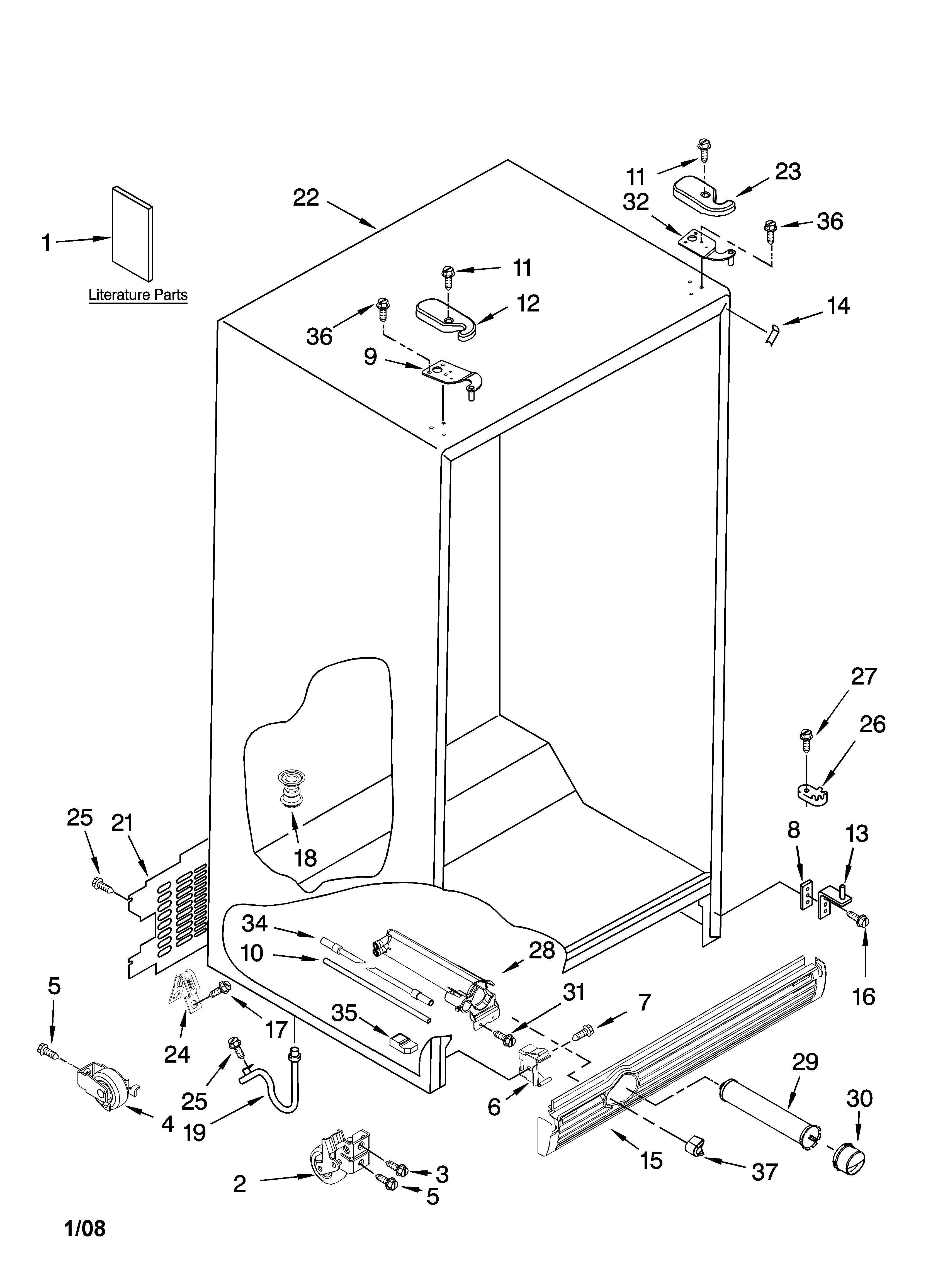 Kenmore 10656823605 cabinet parts diagram