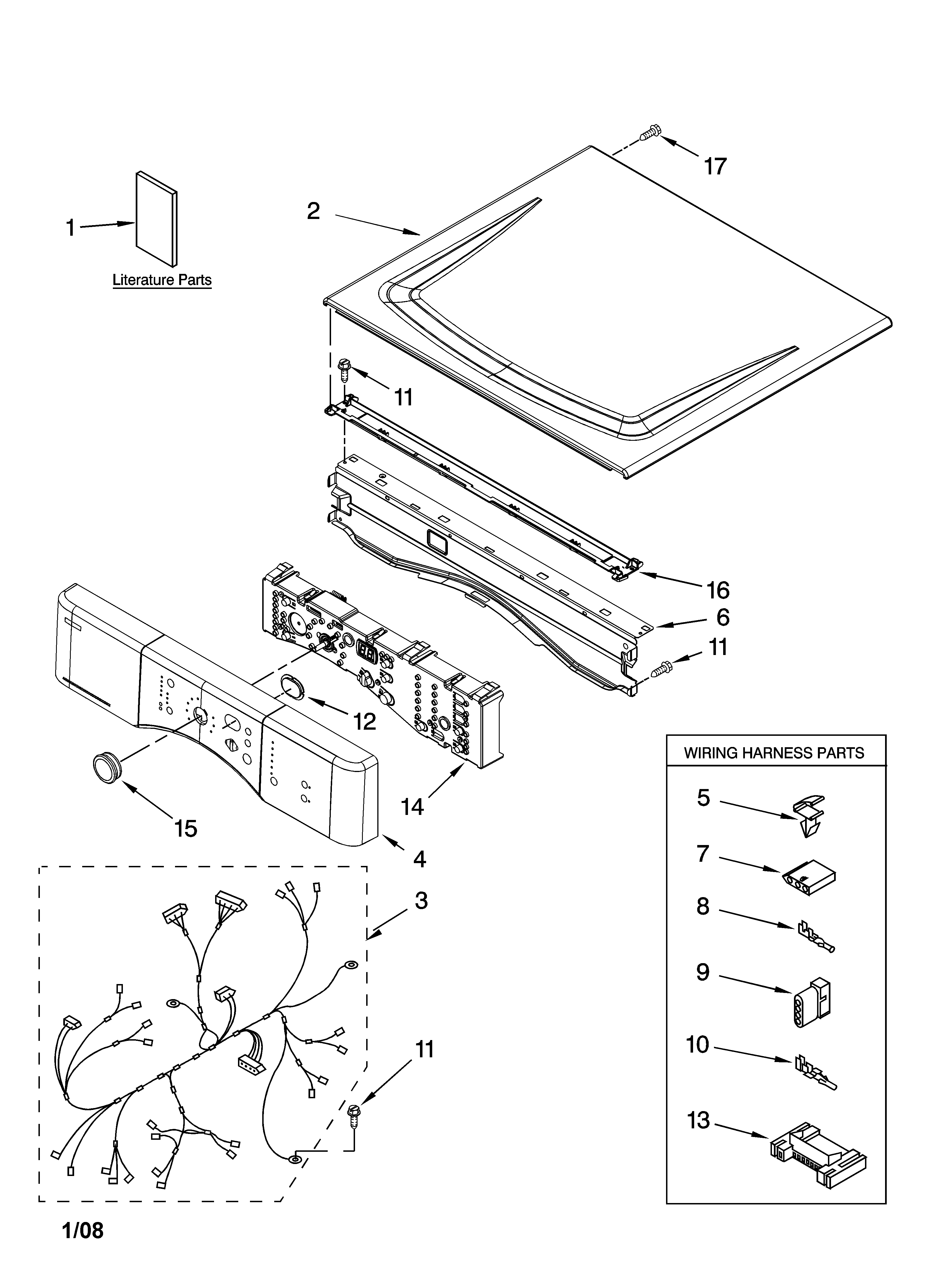 Kenmore 11087511701 top and console parts diagram