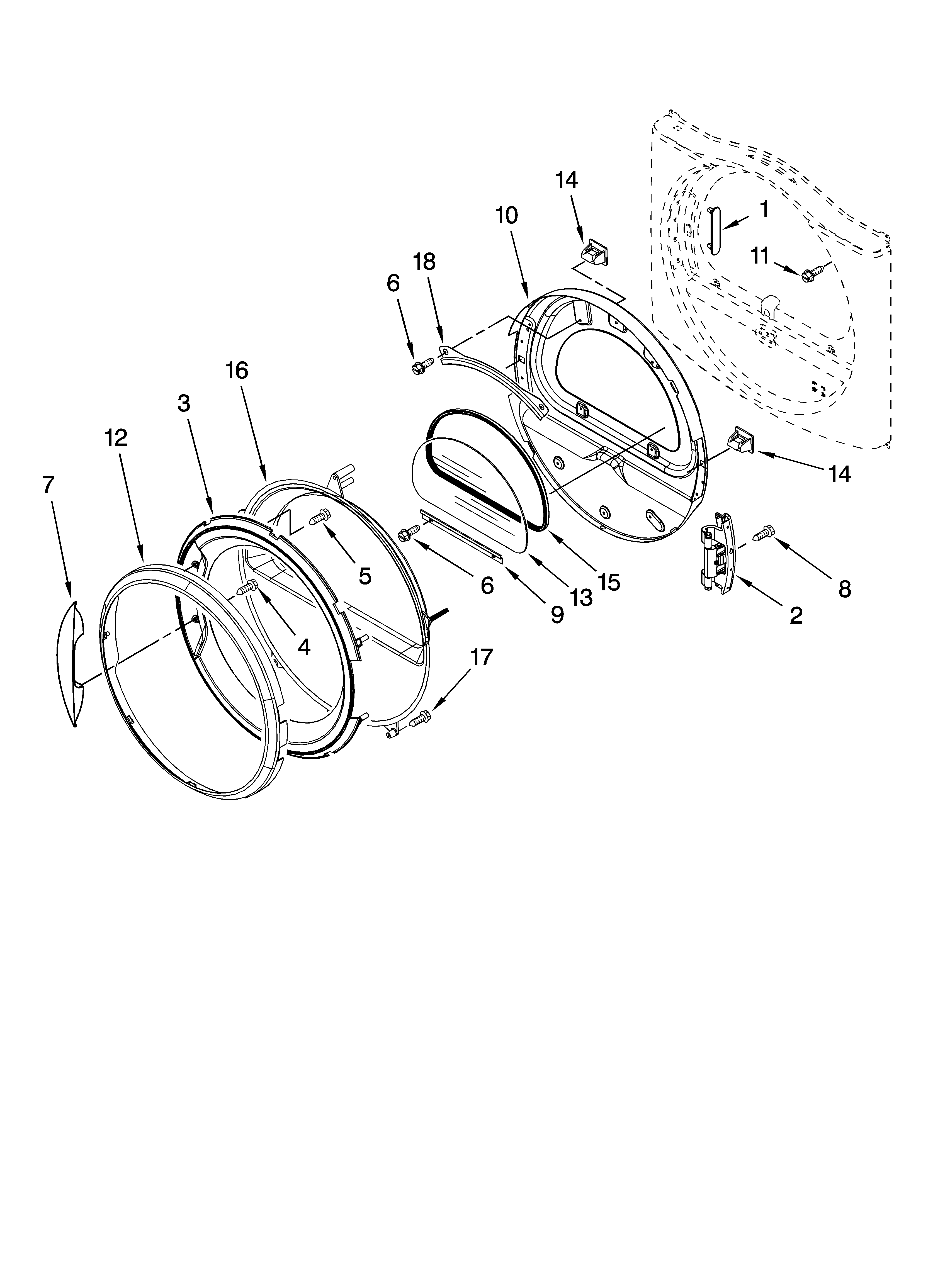 Kenmore 11087511701 door parts, optional parts (not included) diagram