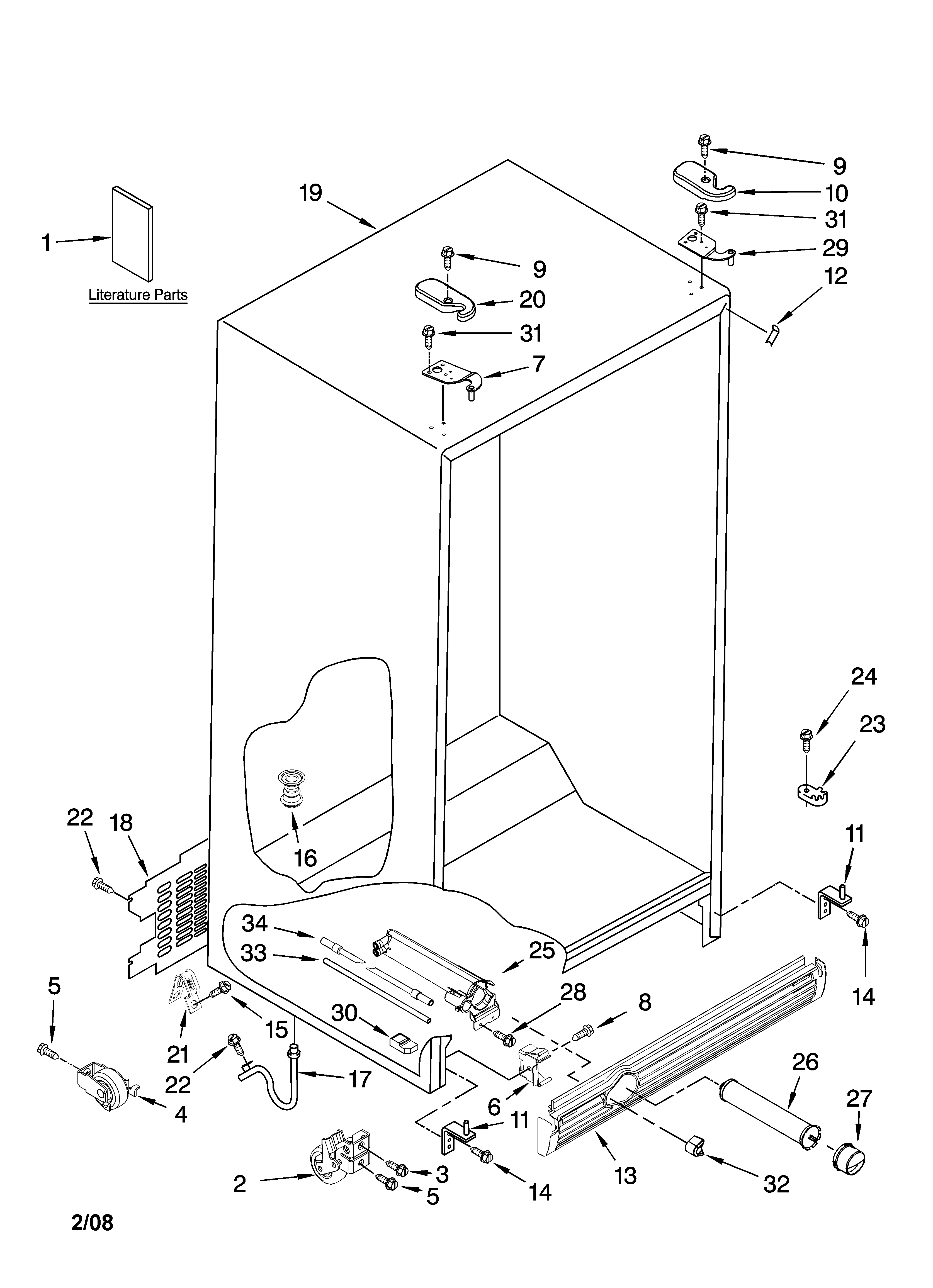 Kenmore 10657033603 cabinet parts diagram