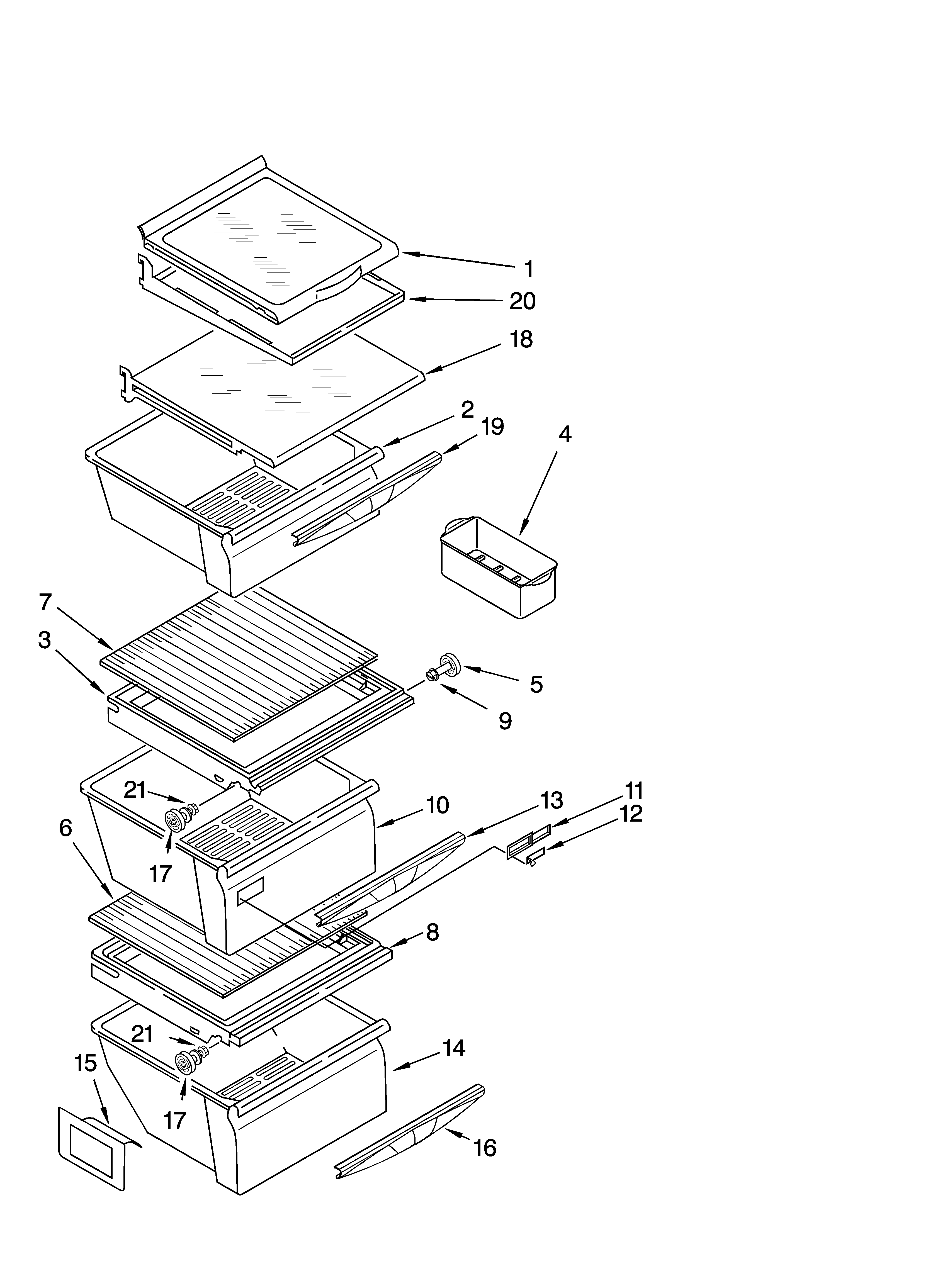 Kenmore 10657033603 refrigerator shelf parts diagram