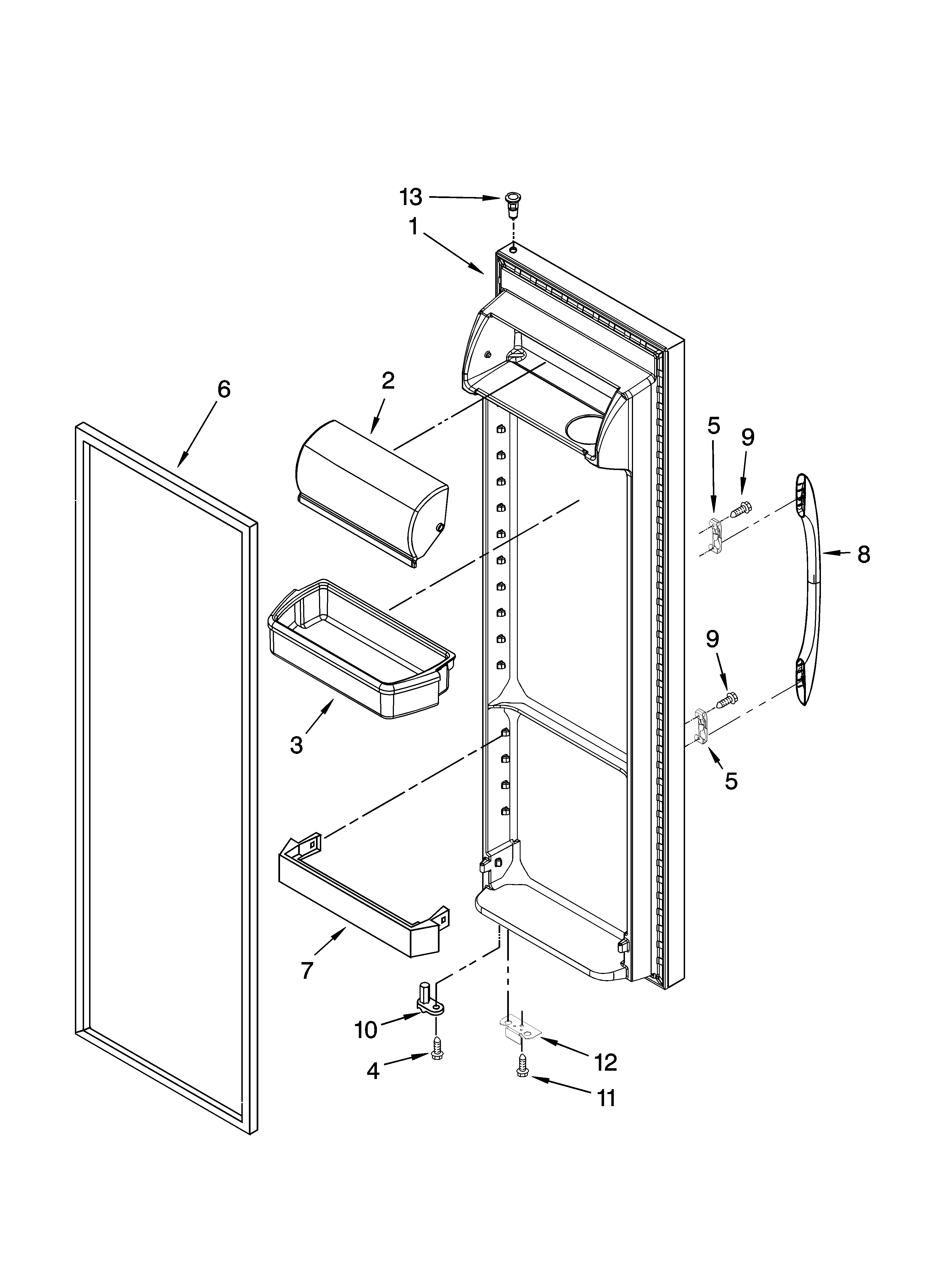 Kenmore 10657033603 refrigerator door parts diagram