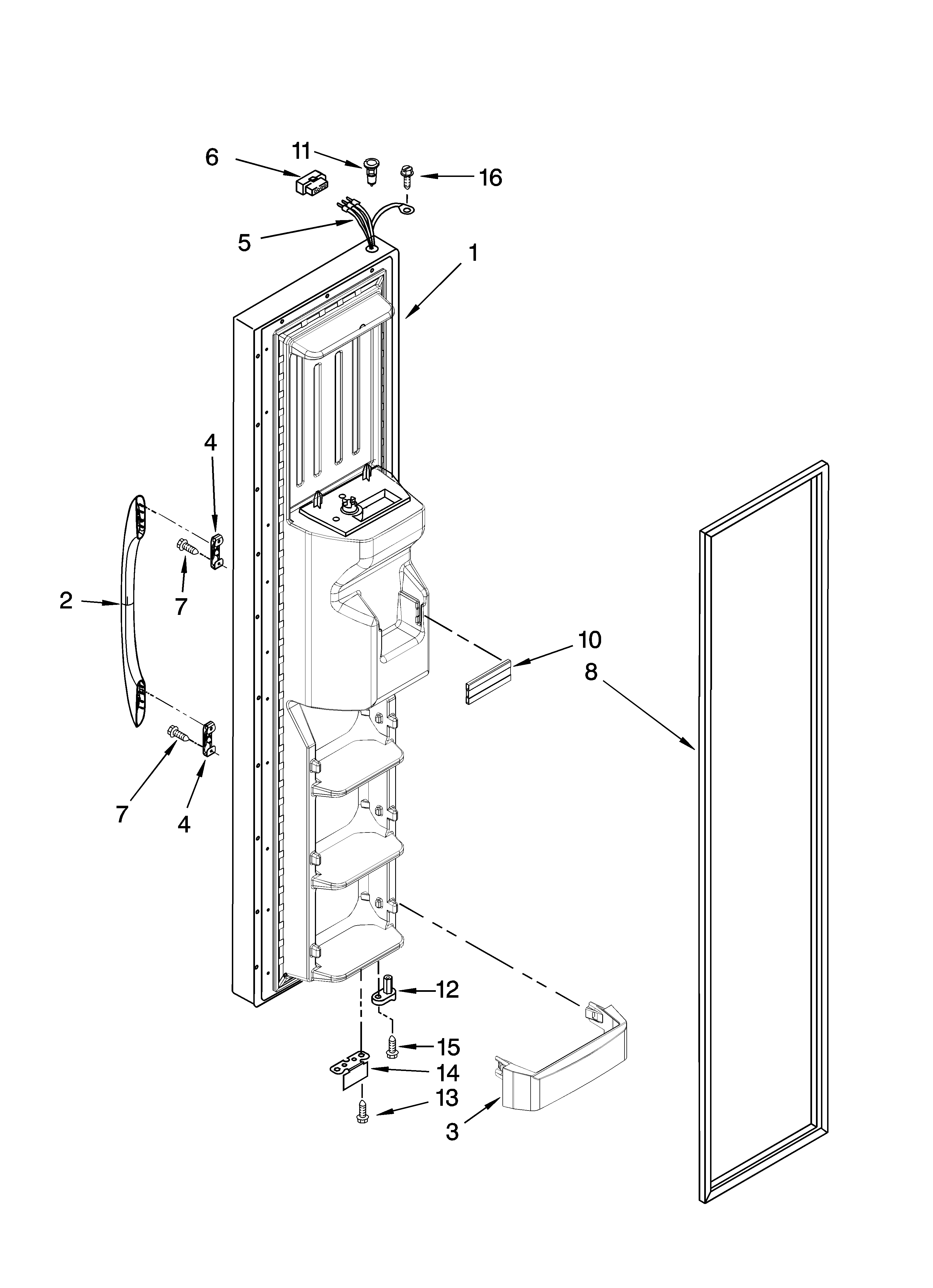 Kenmore 10657033603 freezer door parts diagram