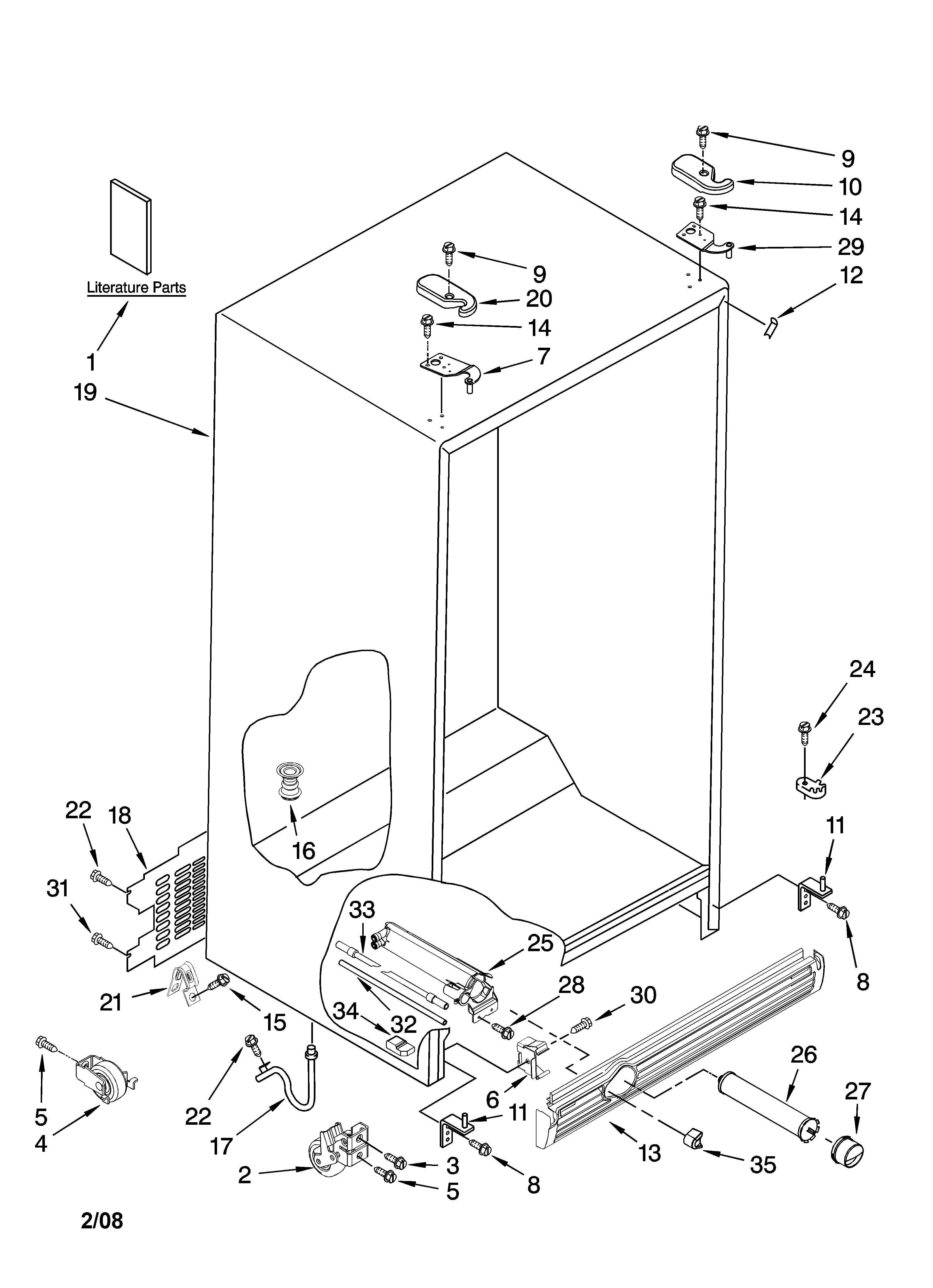 Kenmore Elite 10658963702 cabinet parts diagram
