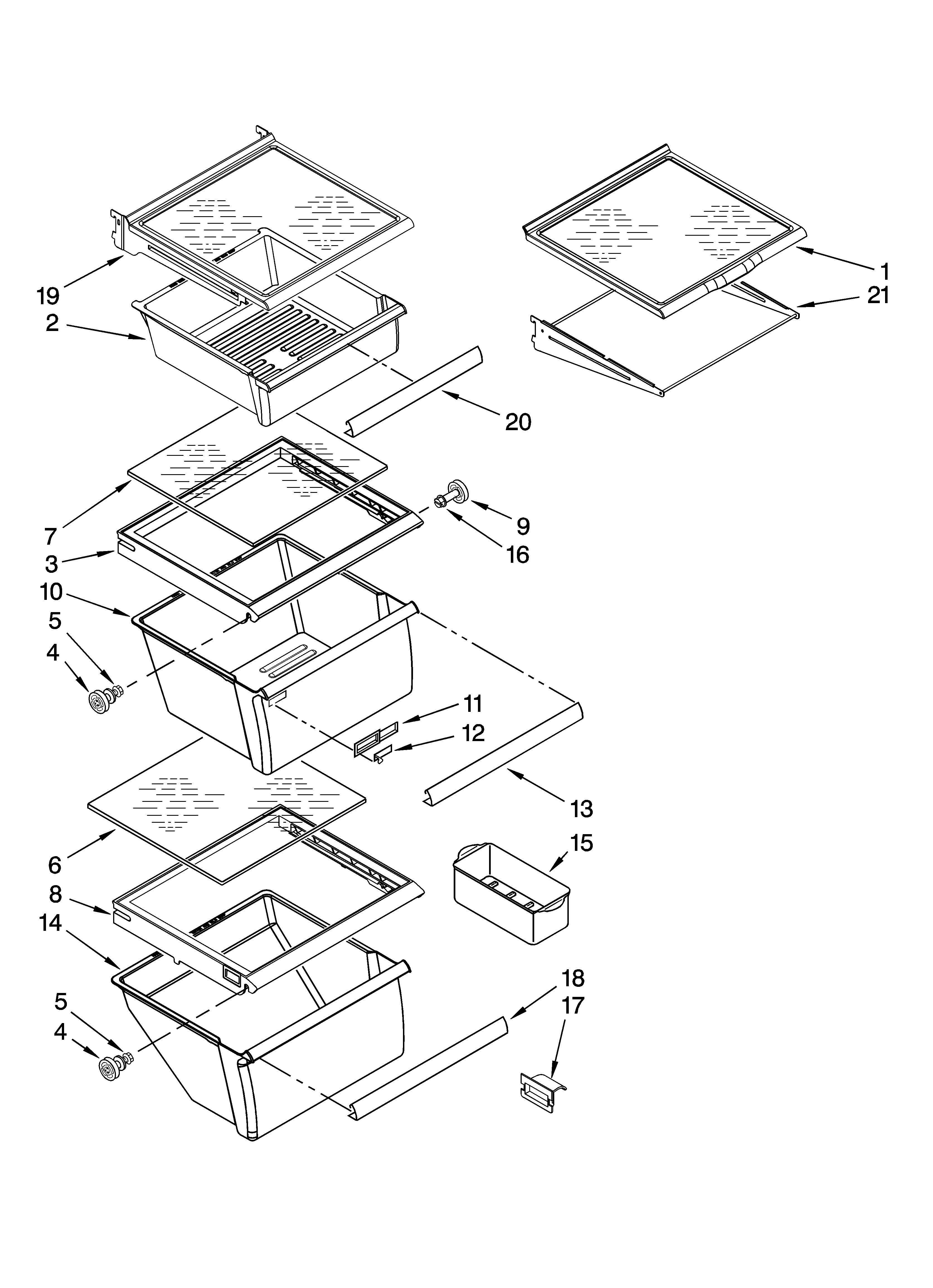 Kenmore Elite 10658963702 refrigerator shelf parts diagram