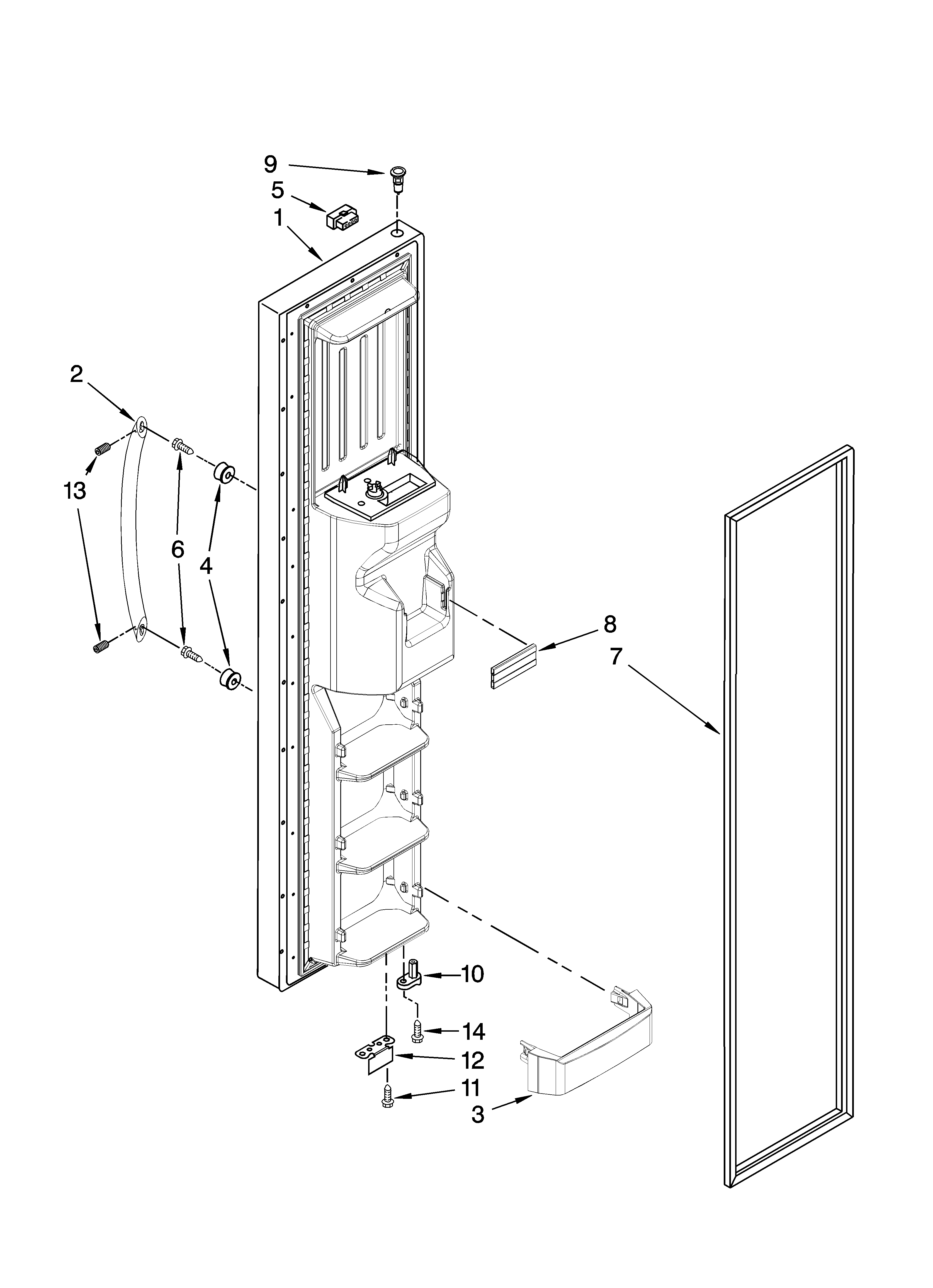 Kenmore Elite 10658963702 freezer door parts diagram