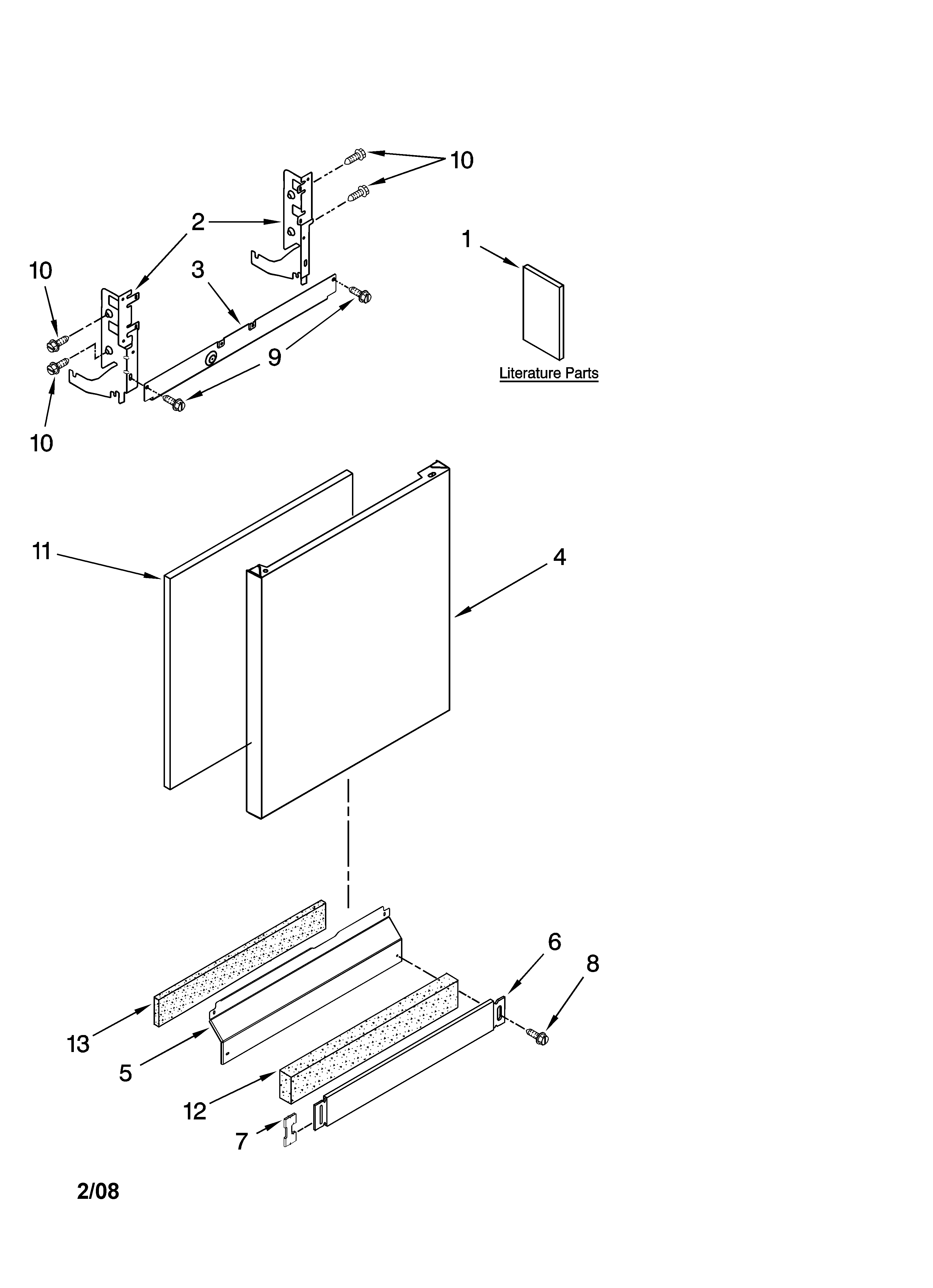 Kenmore 66577983K701 door and panel parts diagram