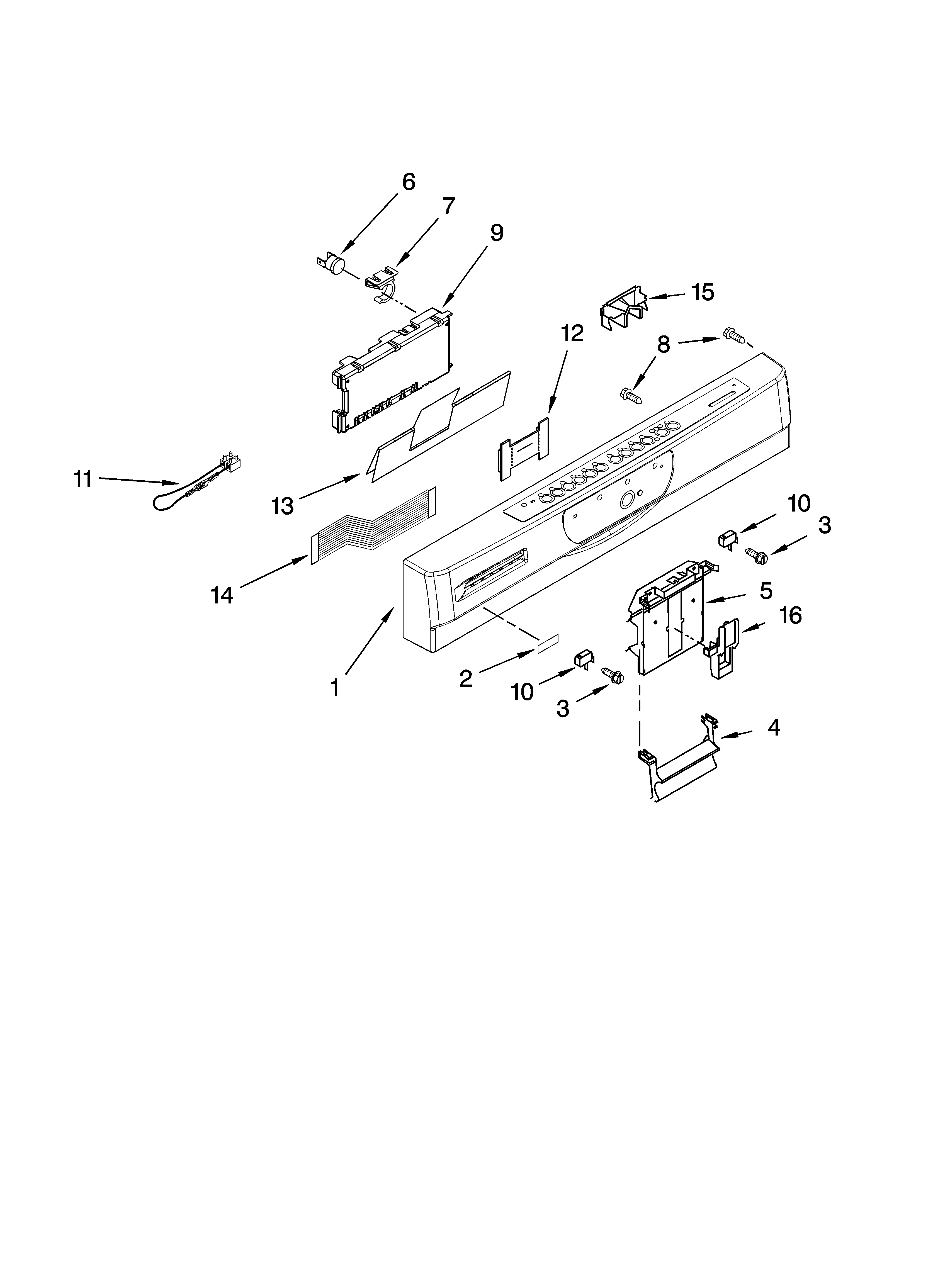 Kenmore 66577983K701 control panel parts diagram