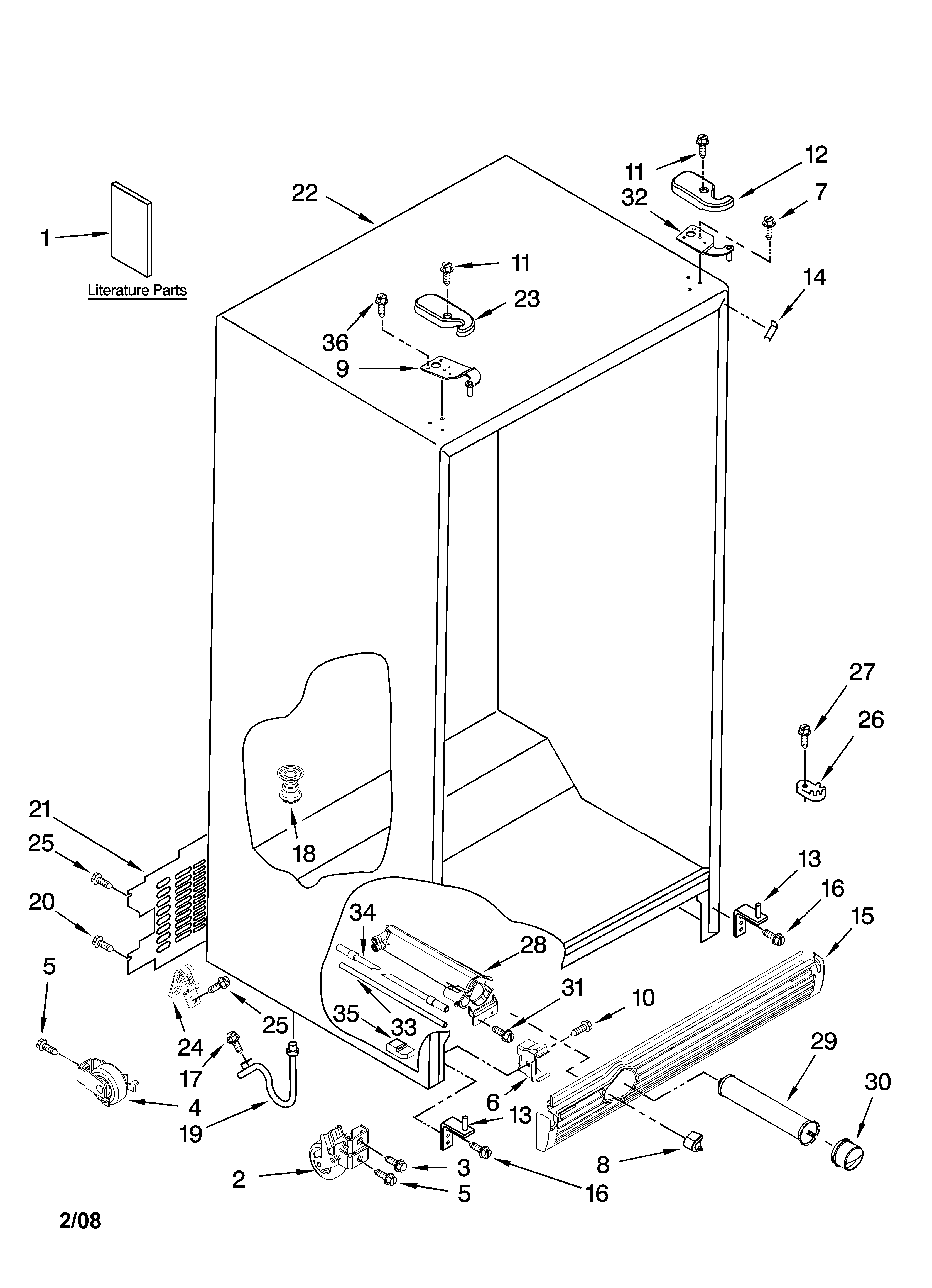 Kenmore 10657073603 cabinet parts diagram