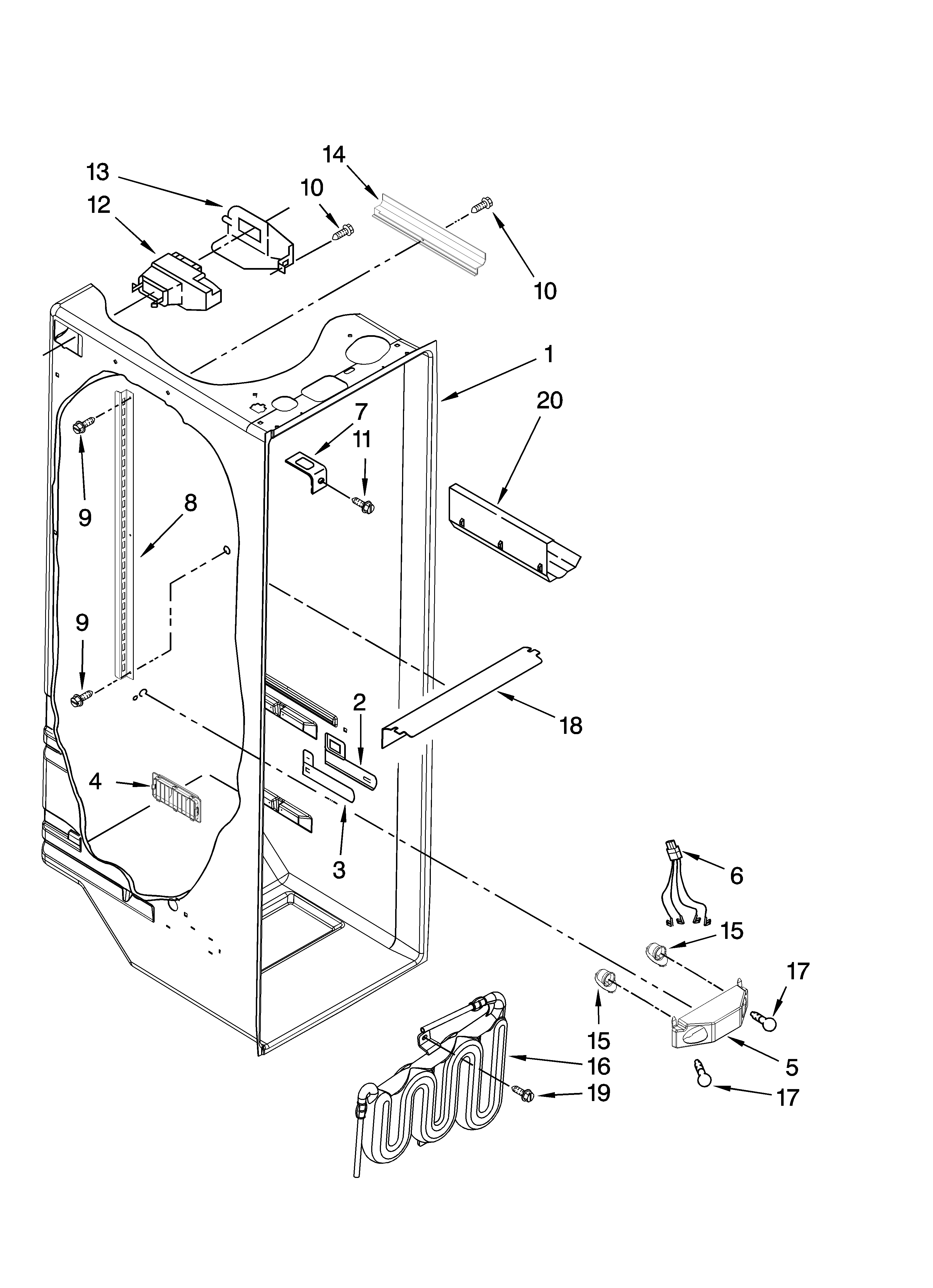 Kenmore 10657073603 refrigerator liner parts diagram