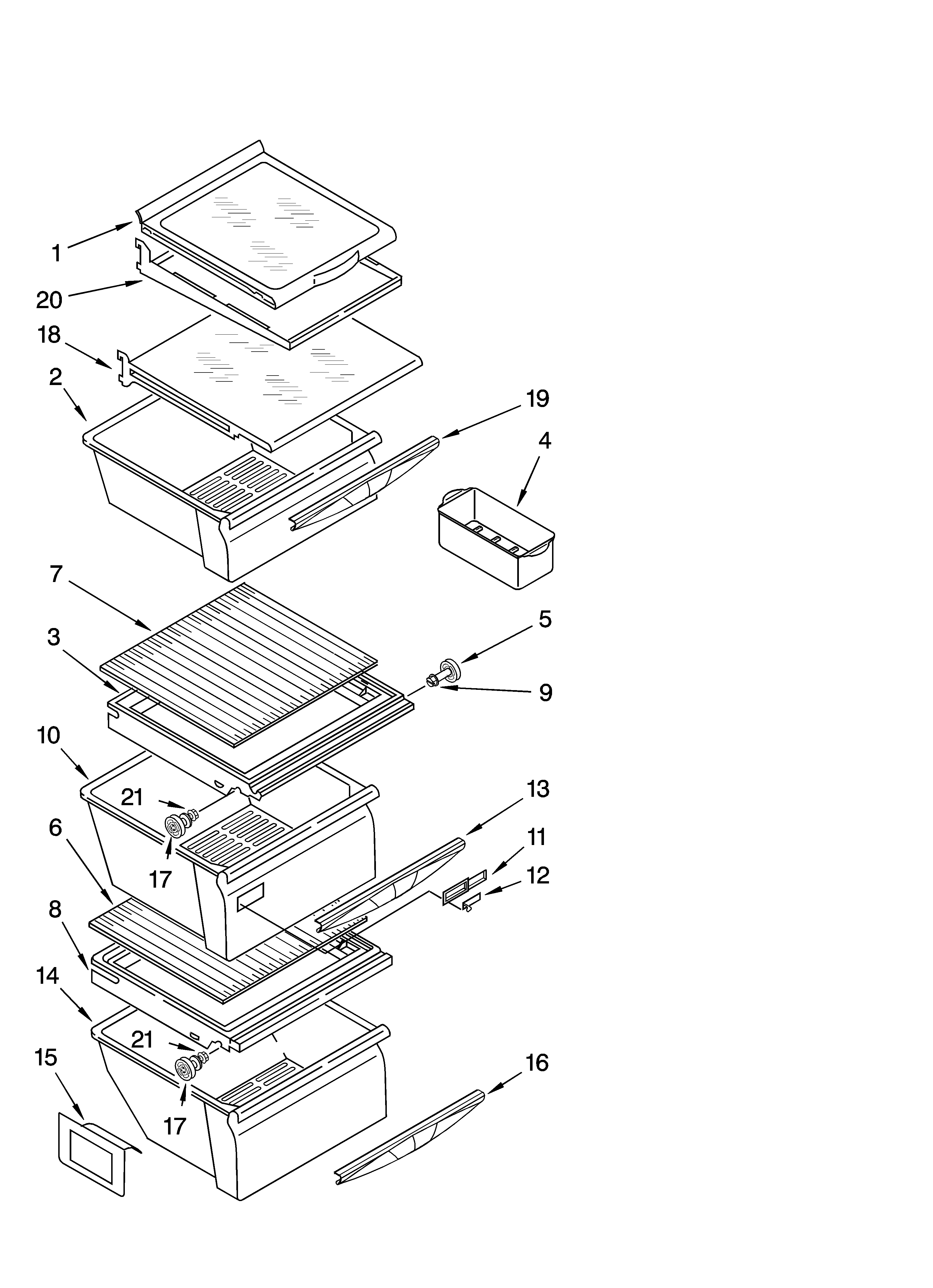 Kenmore 10657073603 refrigerator shelf parts diagram
