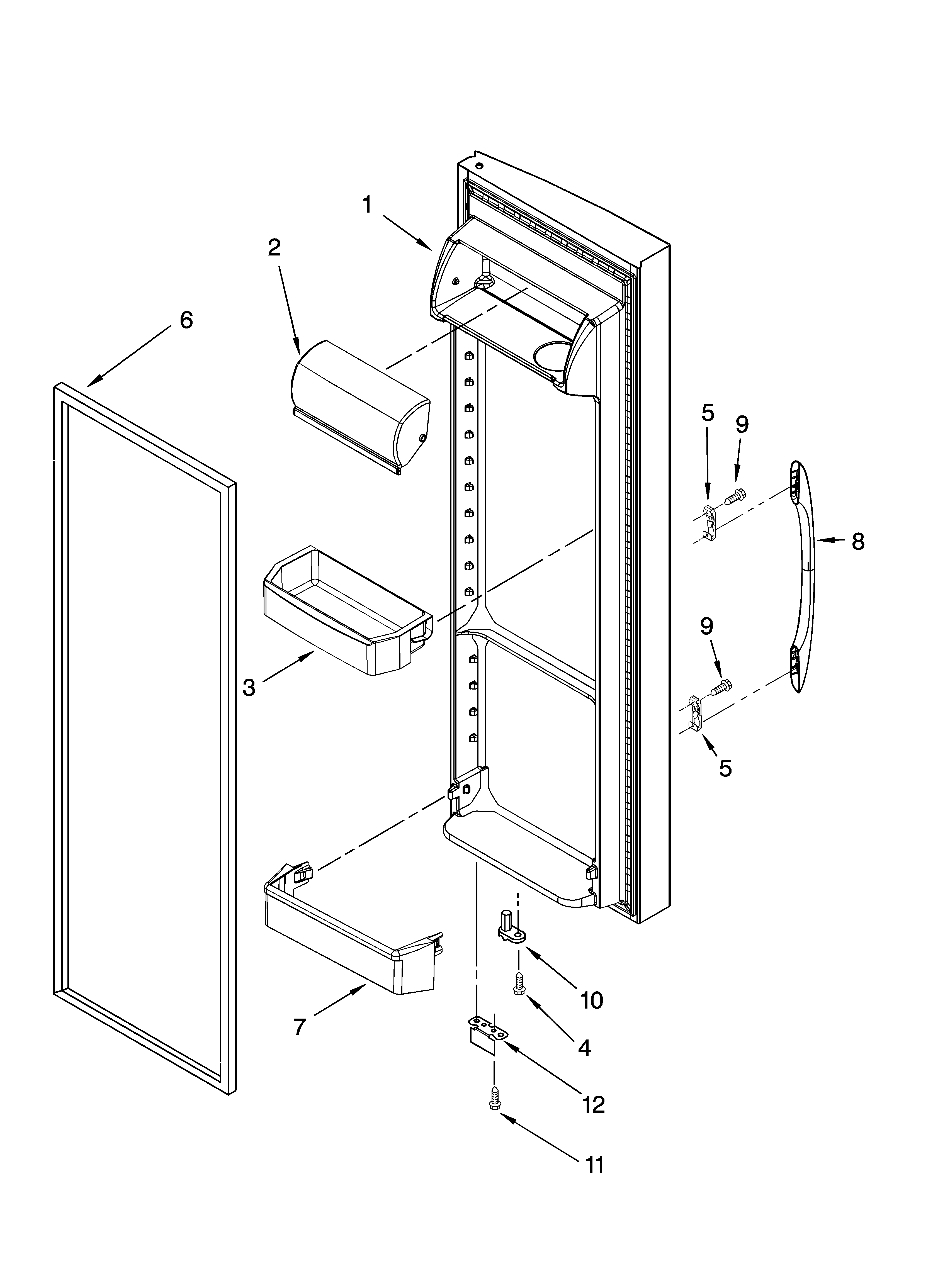Kenmore 10657073603 refrigerator door parts diagram