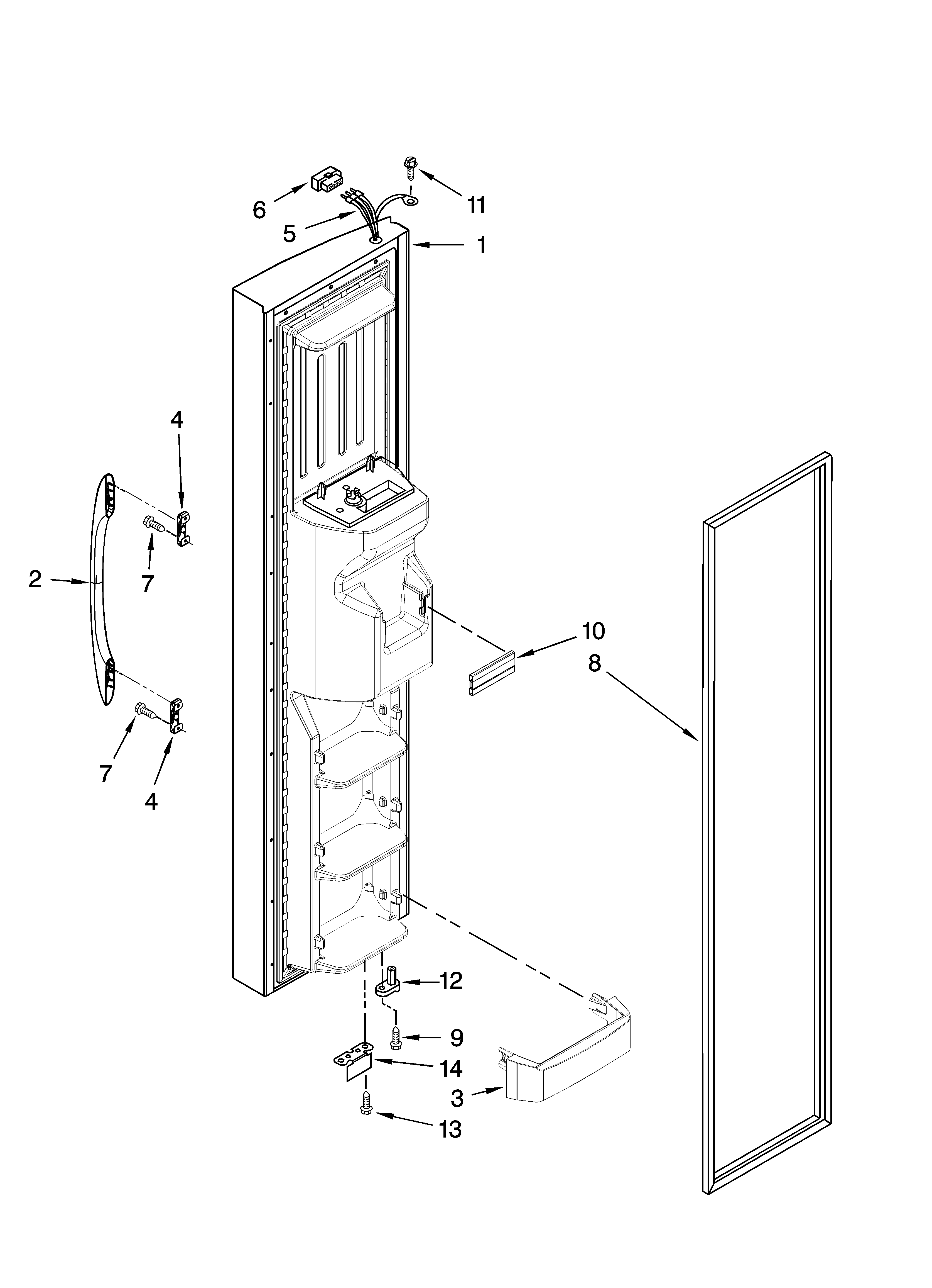 Kenmore 10657073603 freezer door parts diagram