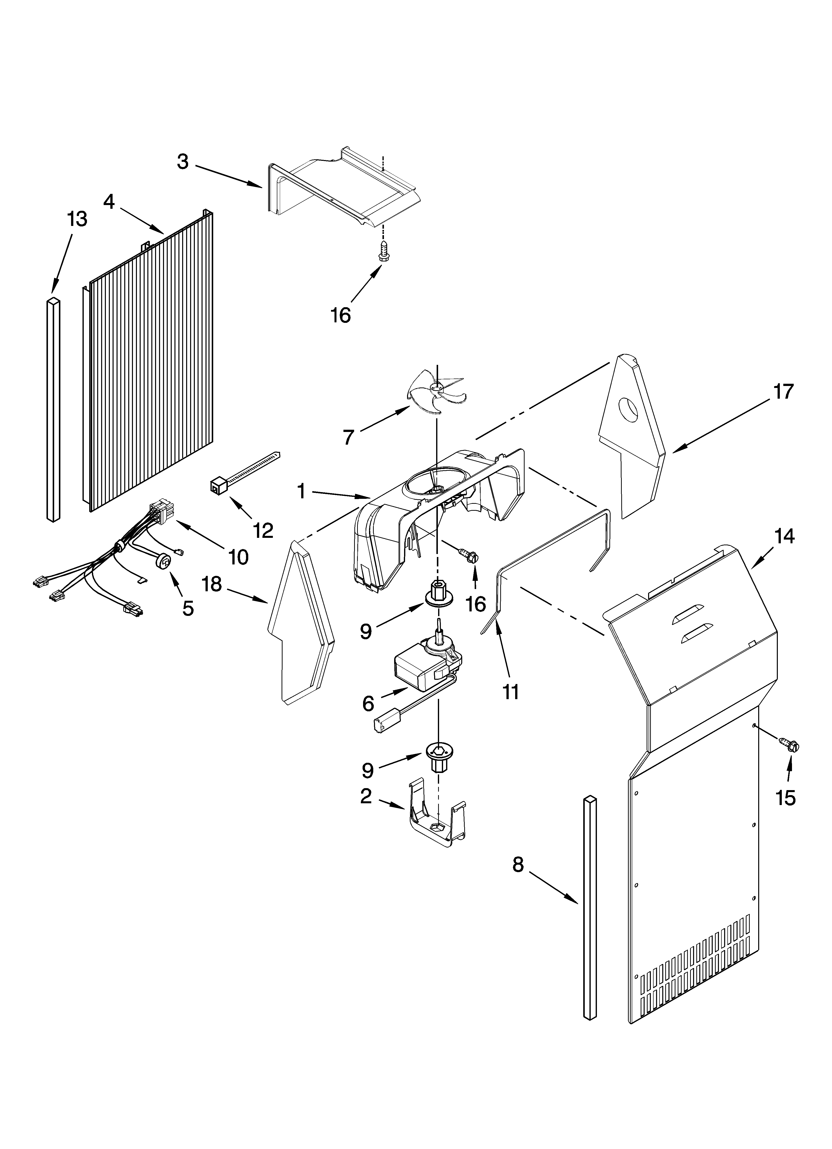 Kenmore 10657073603 air flow parts diagram