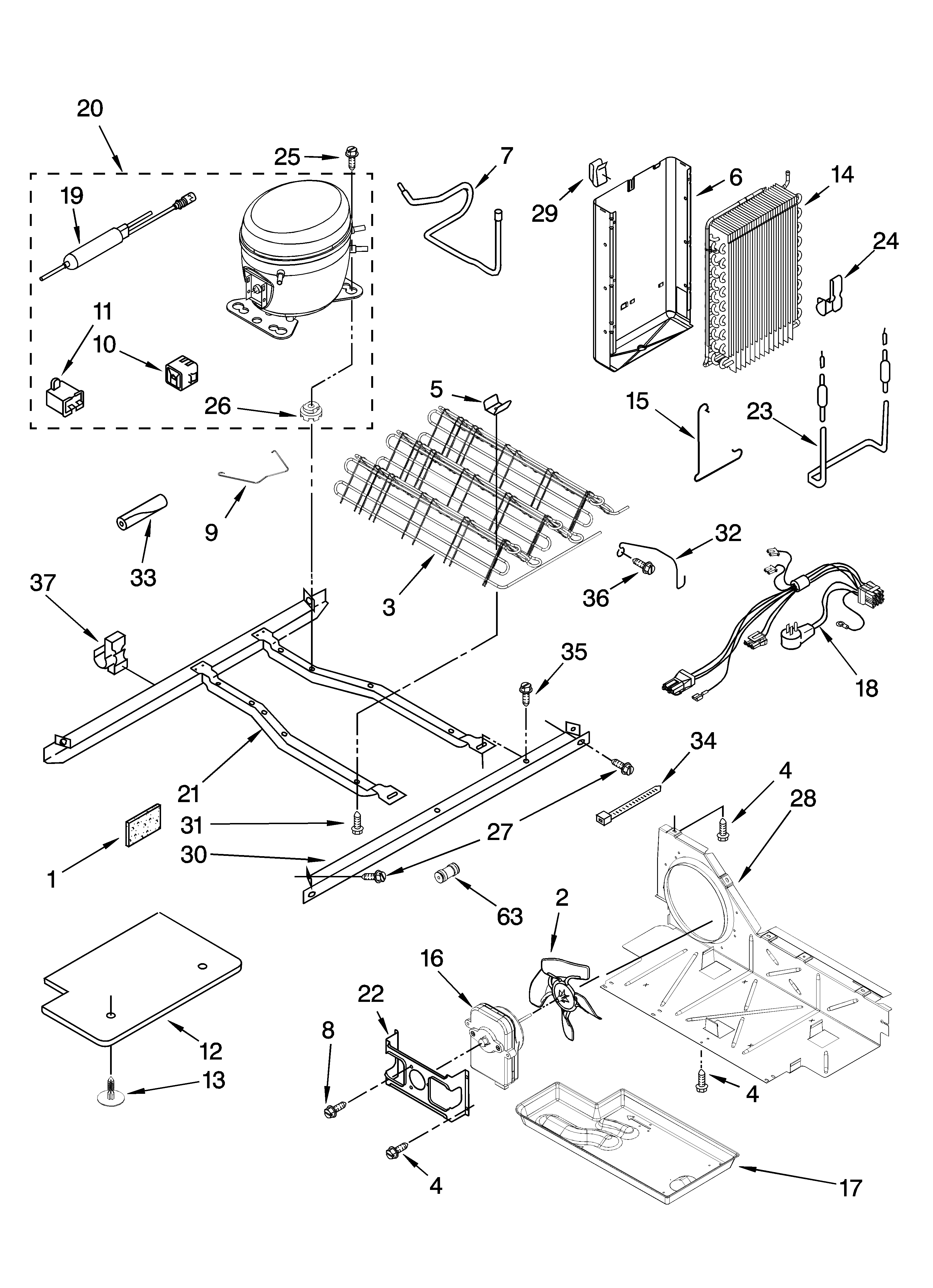 Kenmore 10657073603 unit parts diagram