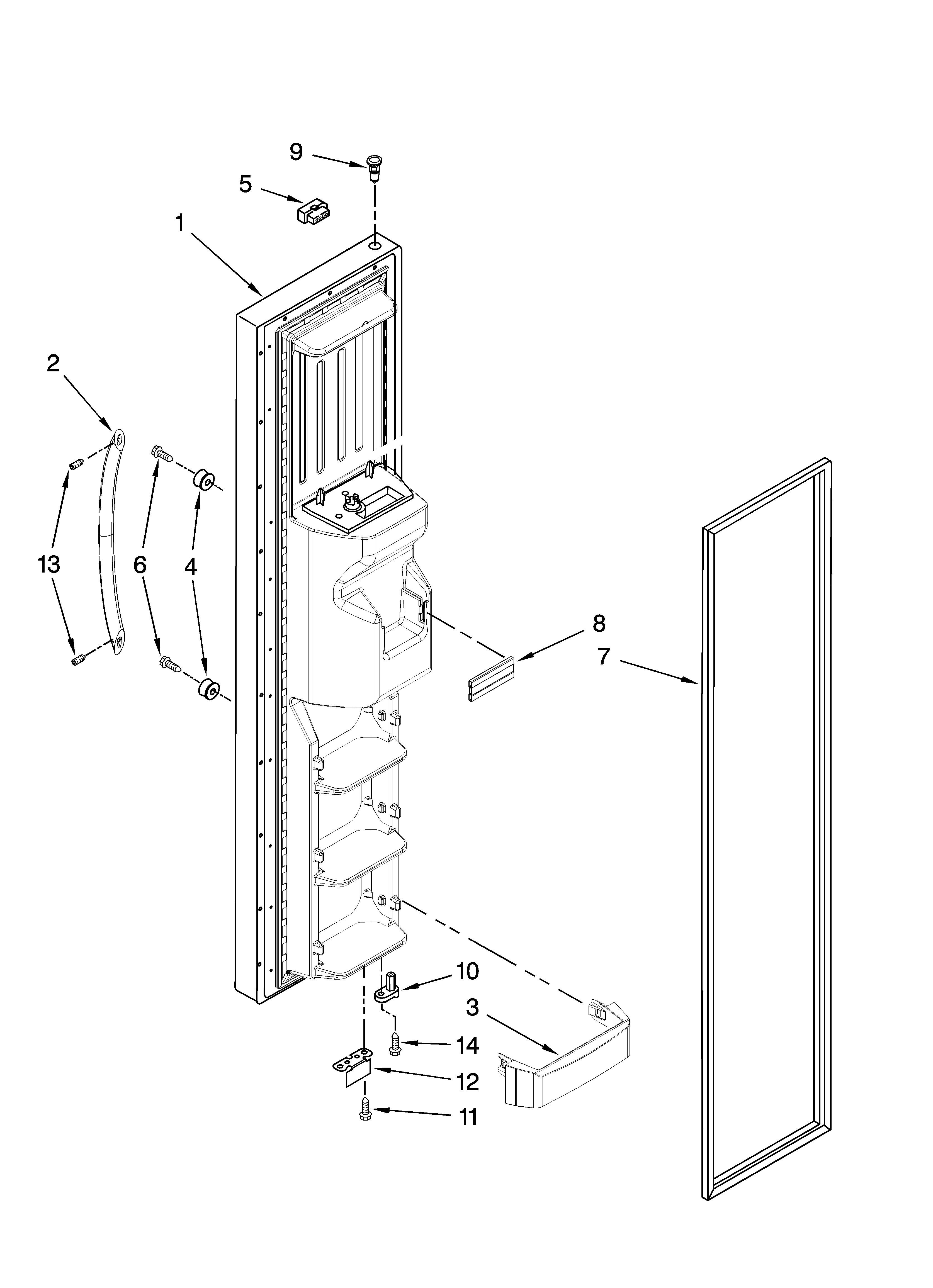 Kenmore Elite 10658176704 freezer door parts diagram
