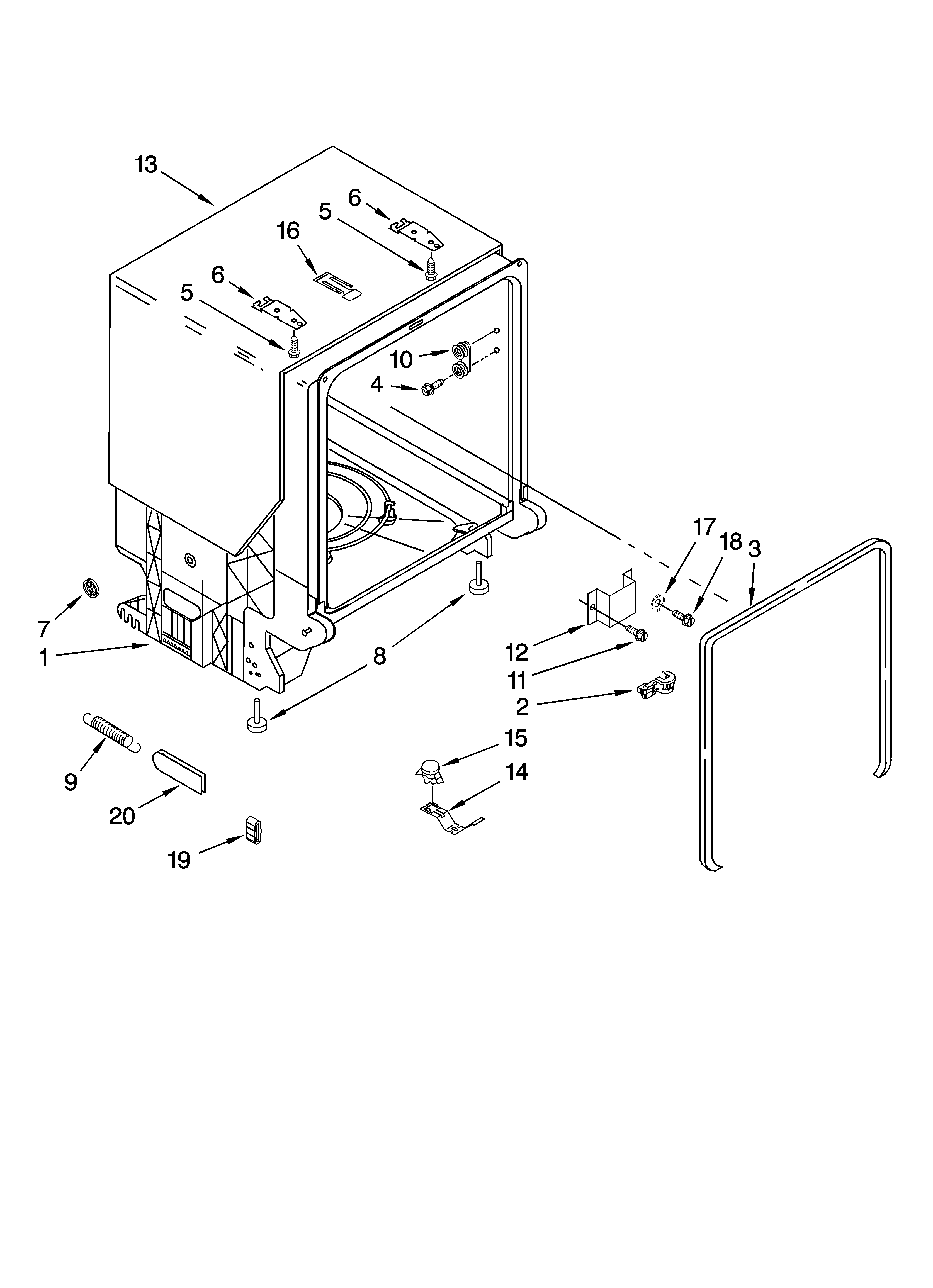 Kenmore 66513589K700 tub and frame parts diagram