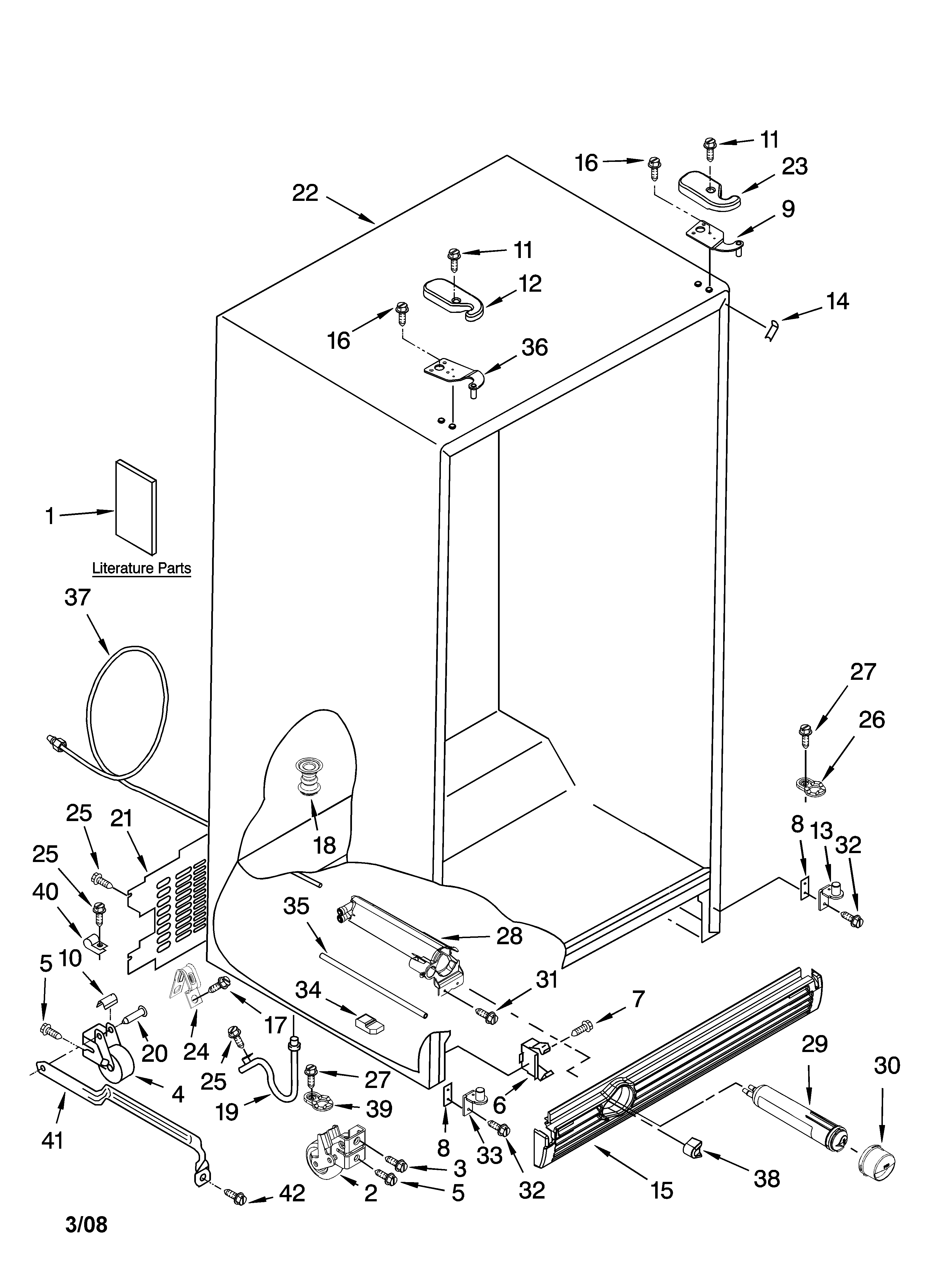 Kenmore Elite 10657712702 cabinet parts diagram