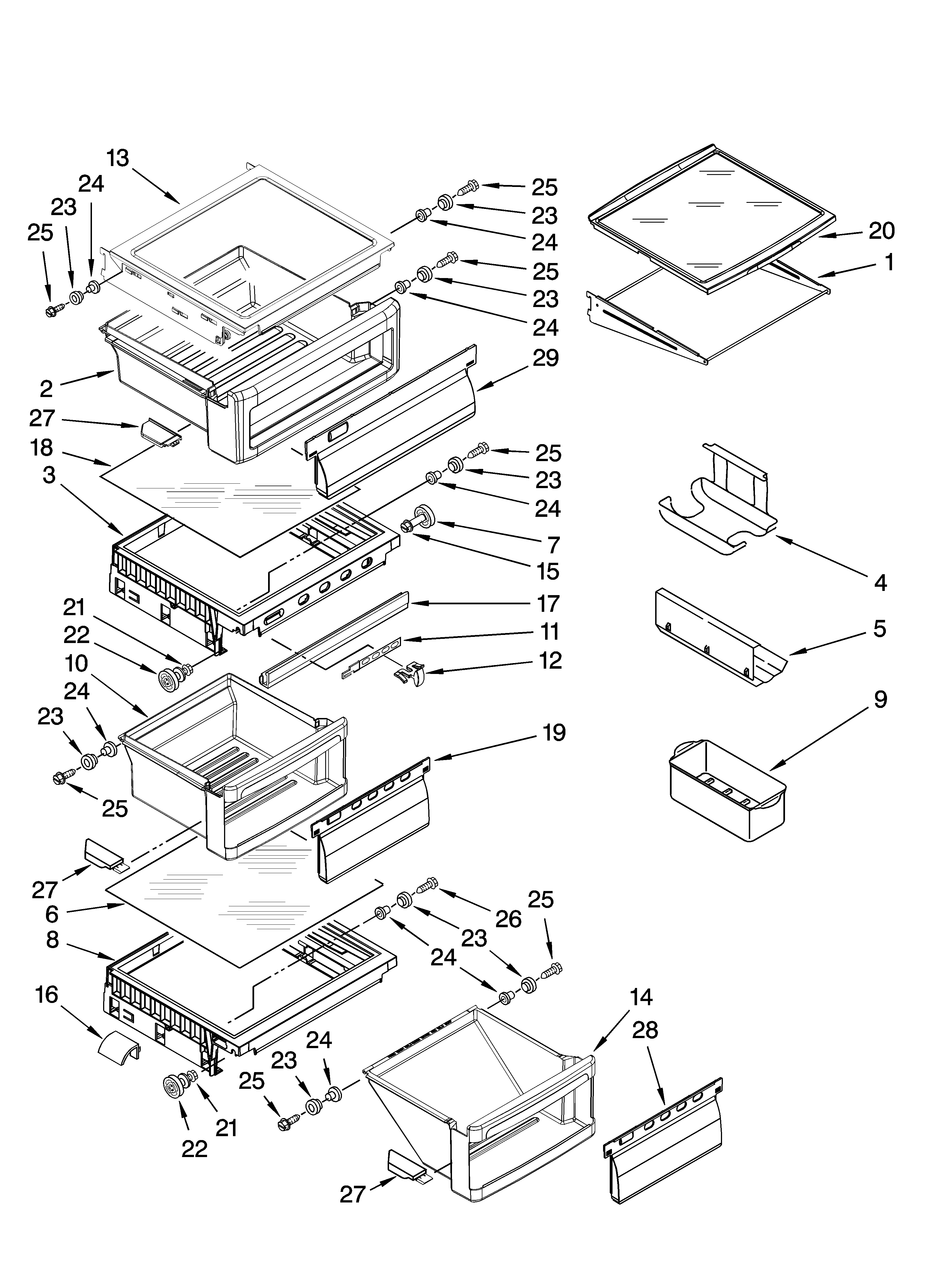 Kenmore Elite 10657712702 refrigerator shelf parts diagram