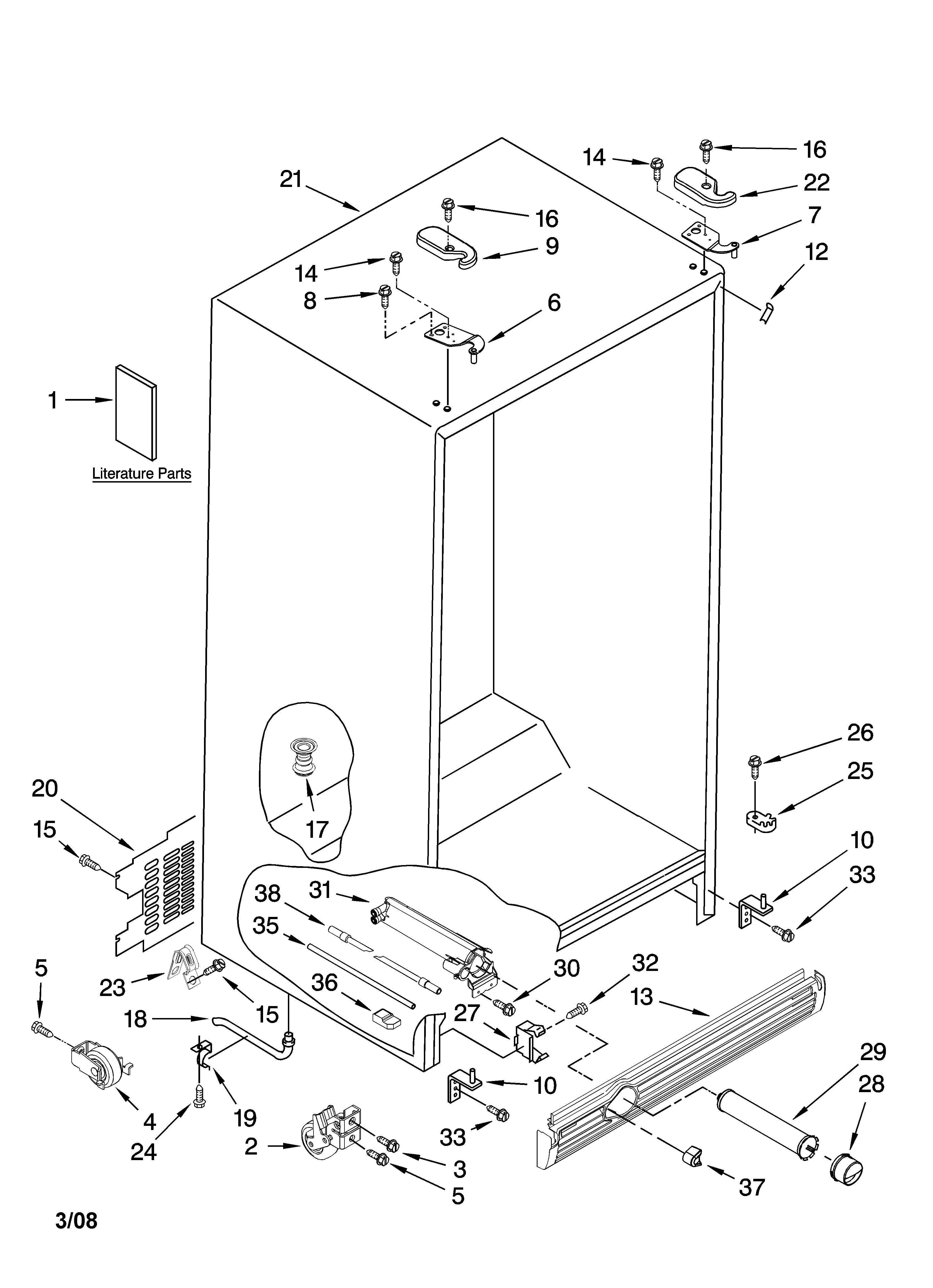 Kenmore 10657989701 cabinet parts diagram