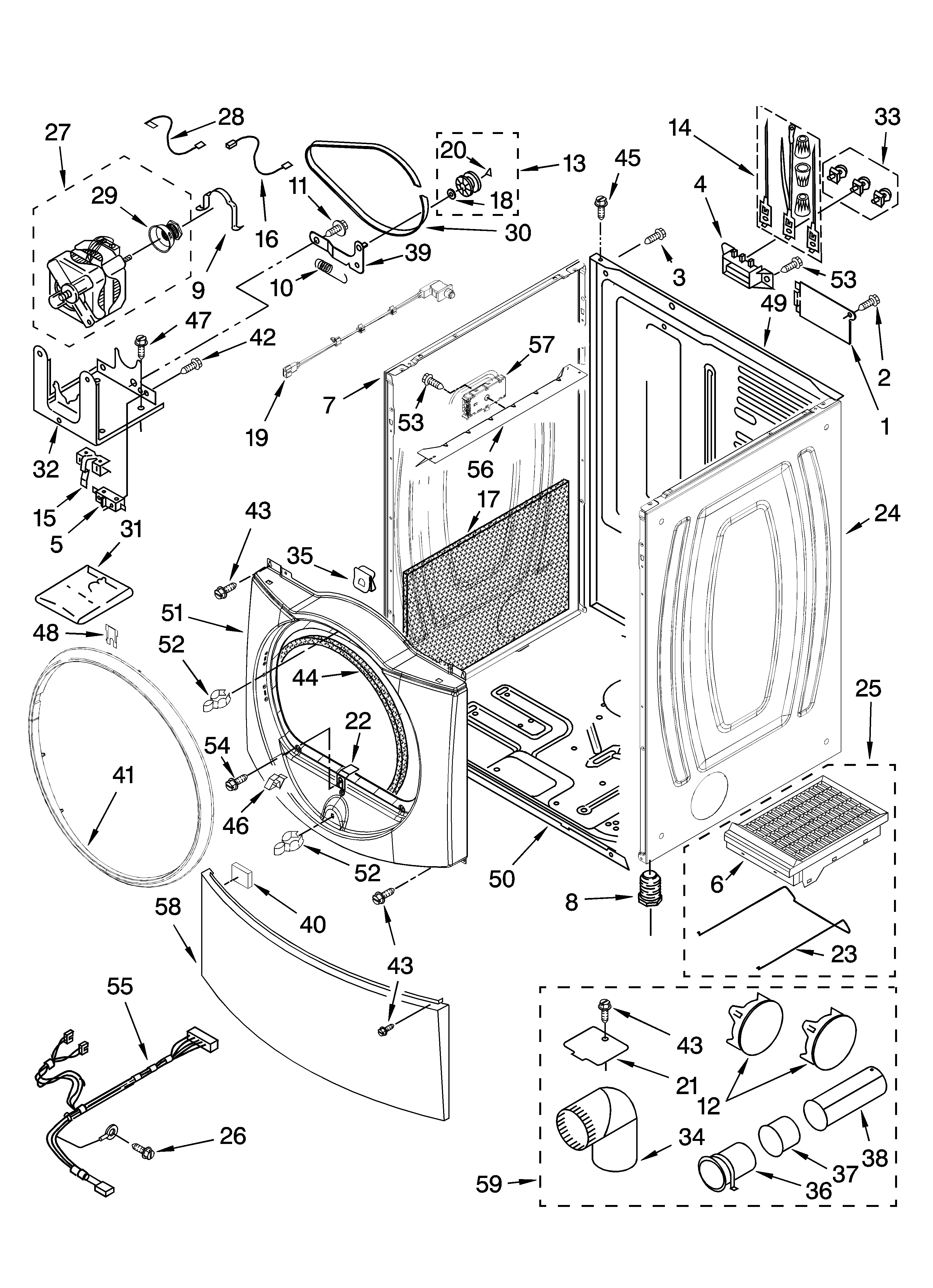 Kenmore Elite 11087087602 cabinet parts diagram