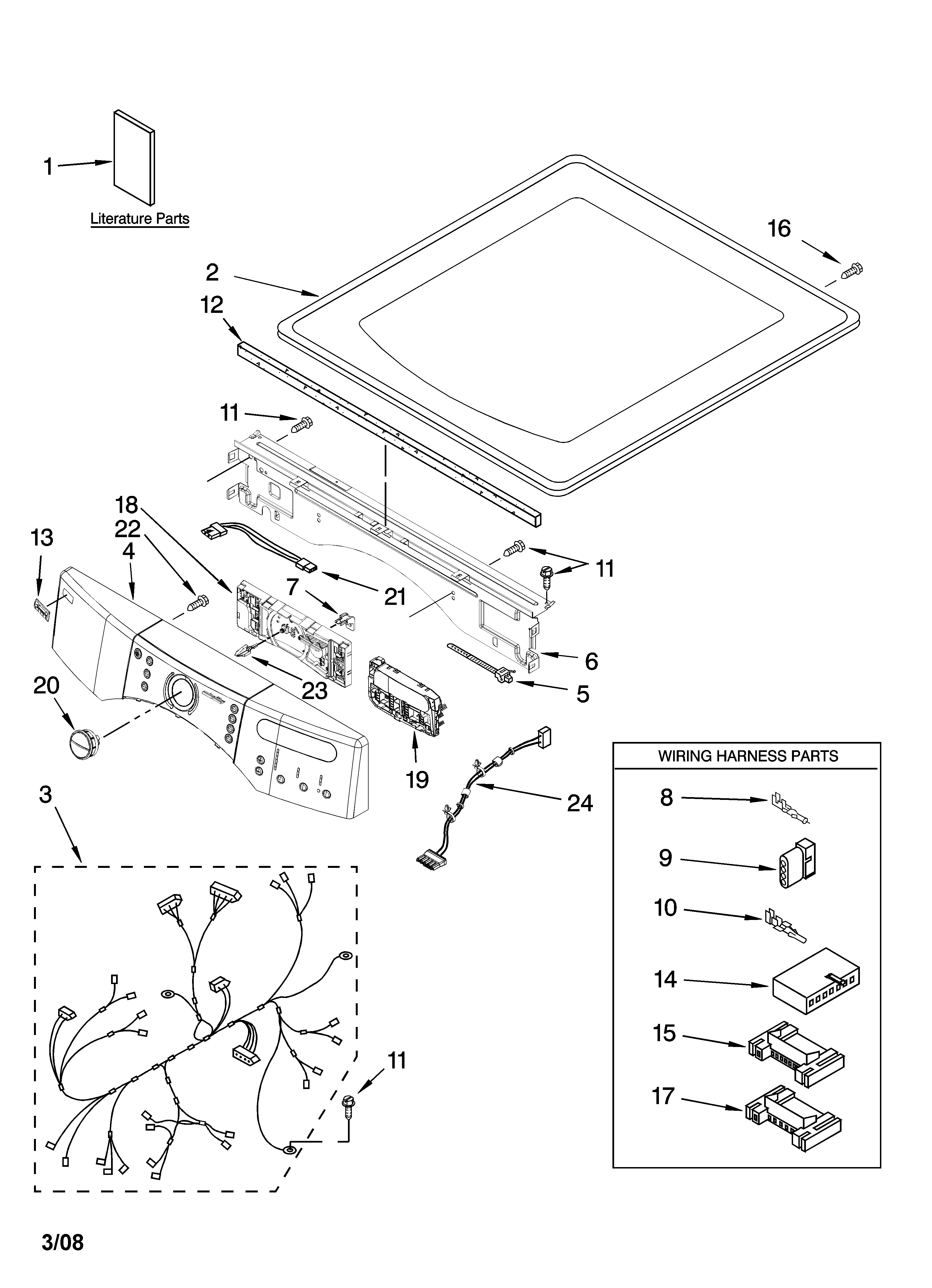 Kenmore Elite 11087709701 top and console parts diagram