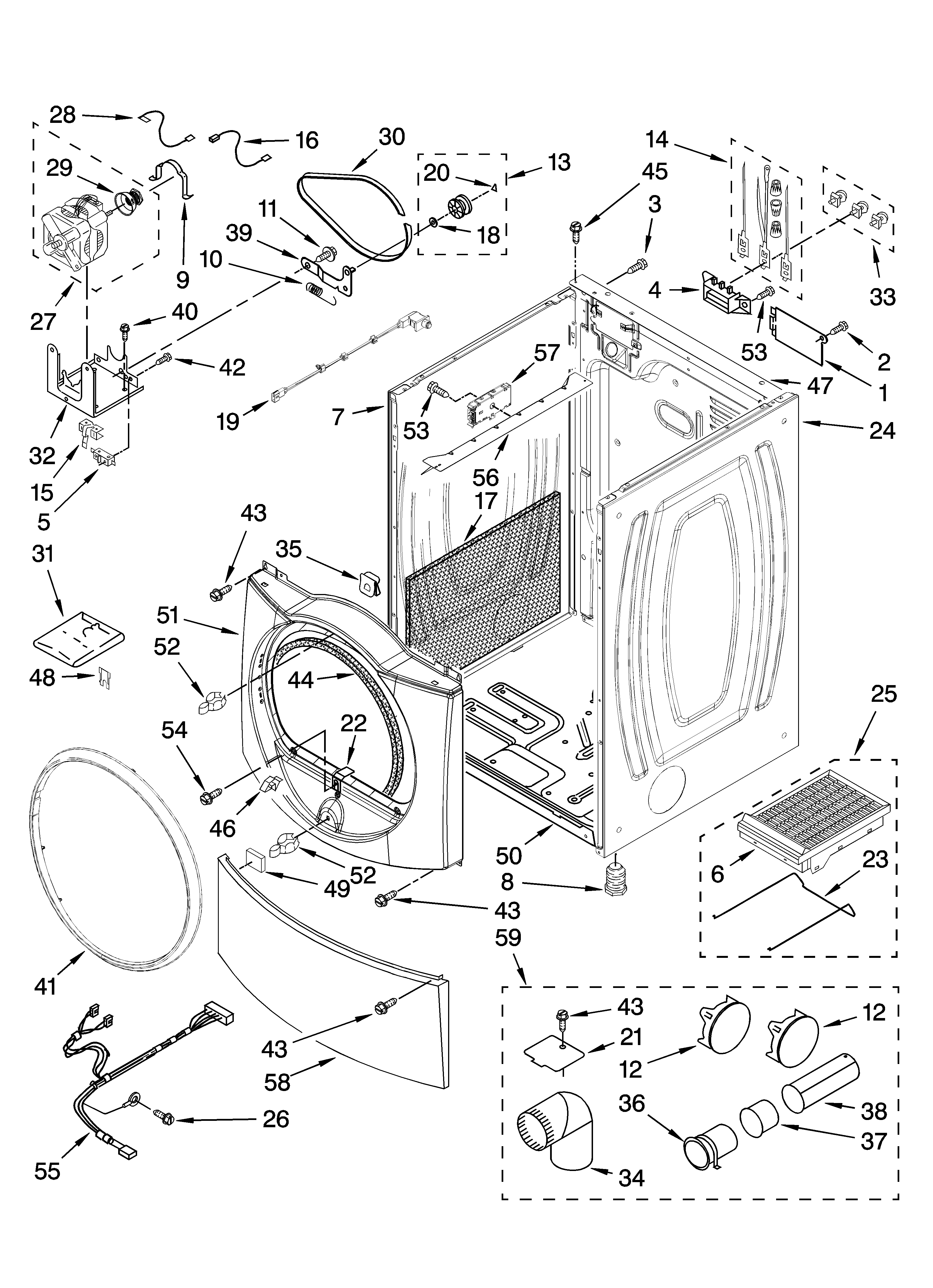 Kenmore Elite 11087709701 cabinet parts diagram