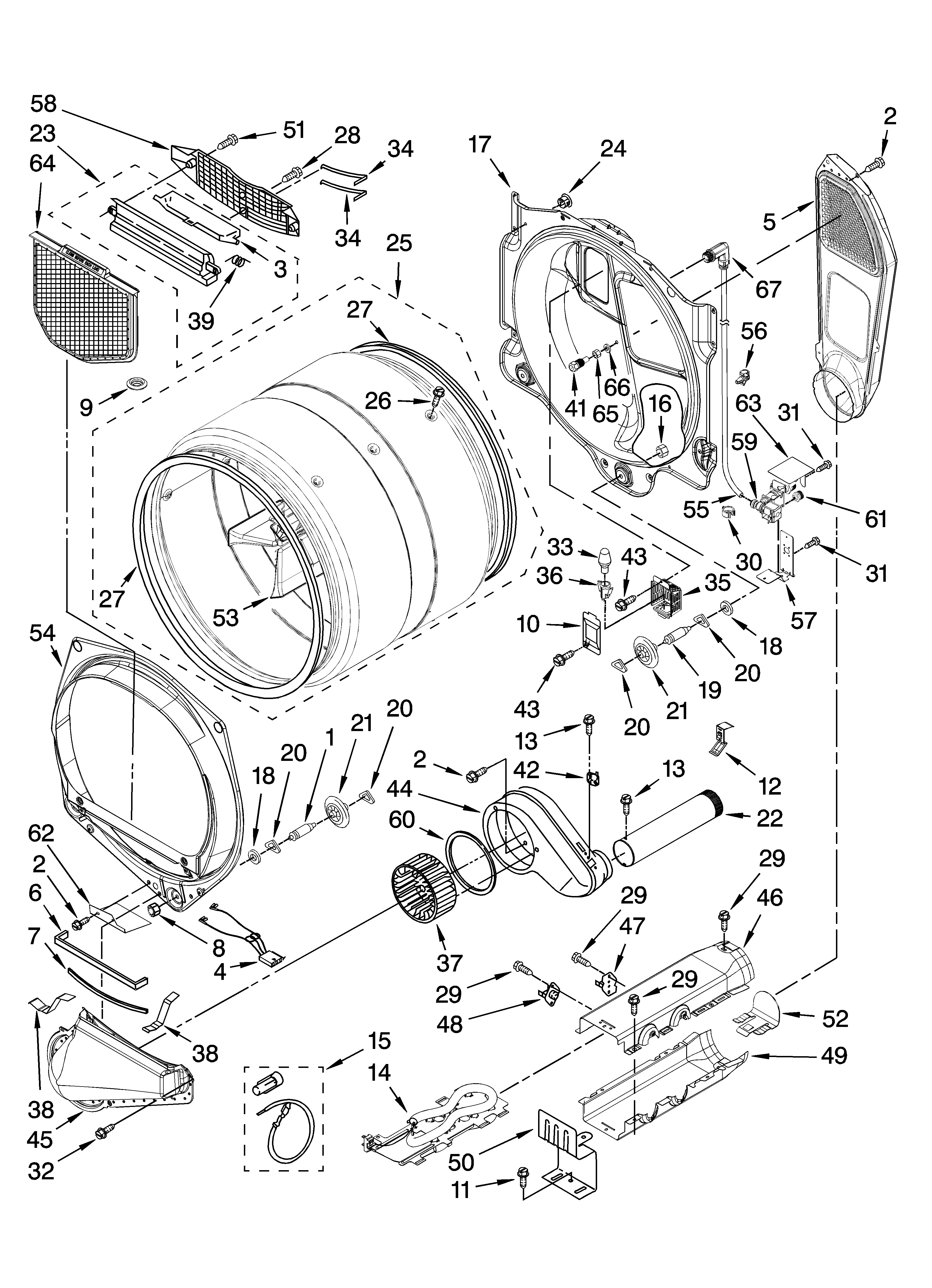 Kenmore Elite 11087709701 bulkhead parts diagram