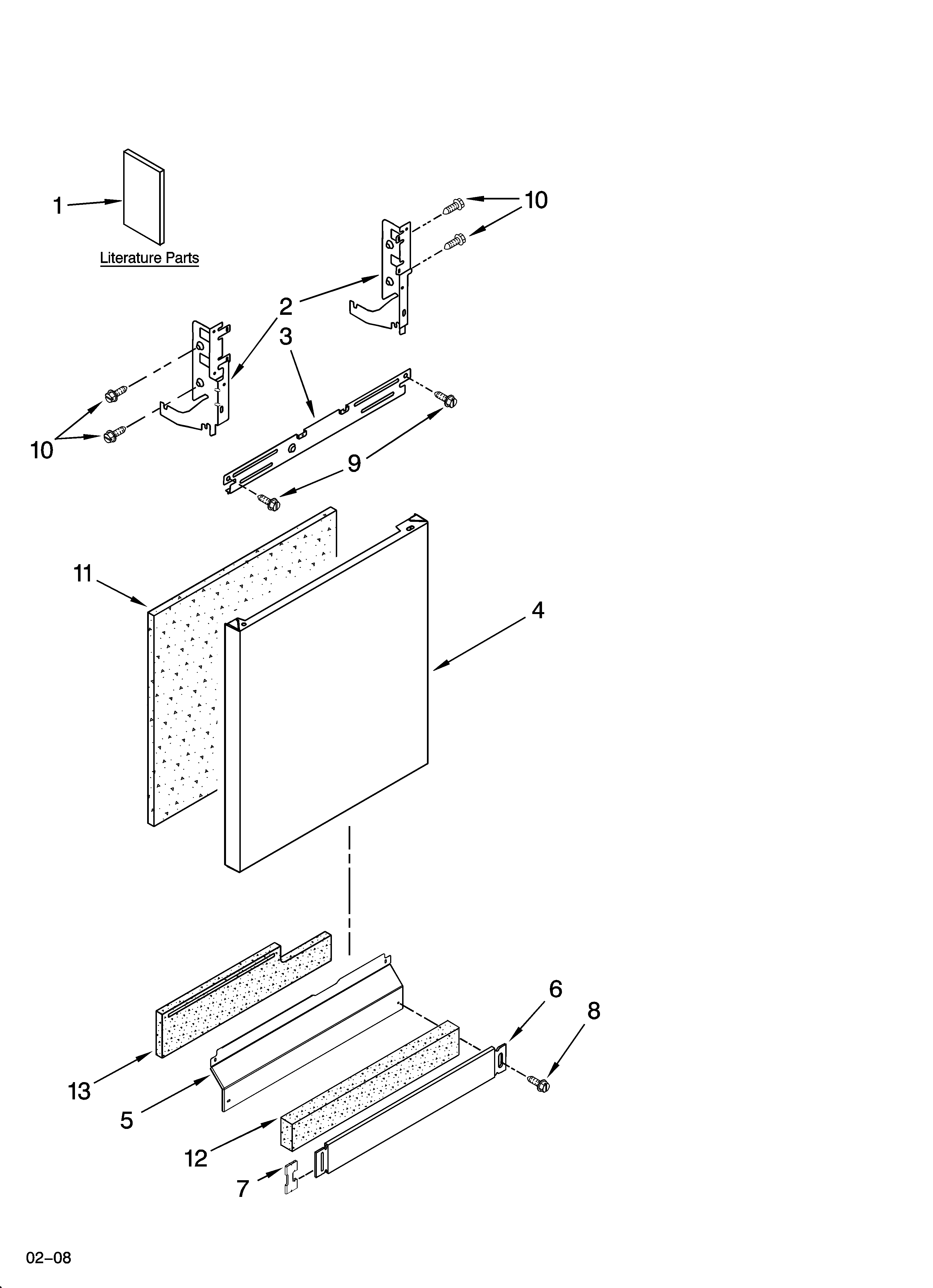 Kenmore 66577982K700 door and panel parts diagram