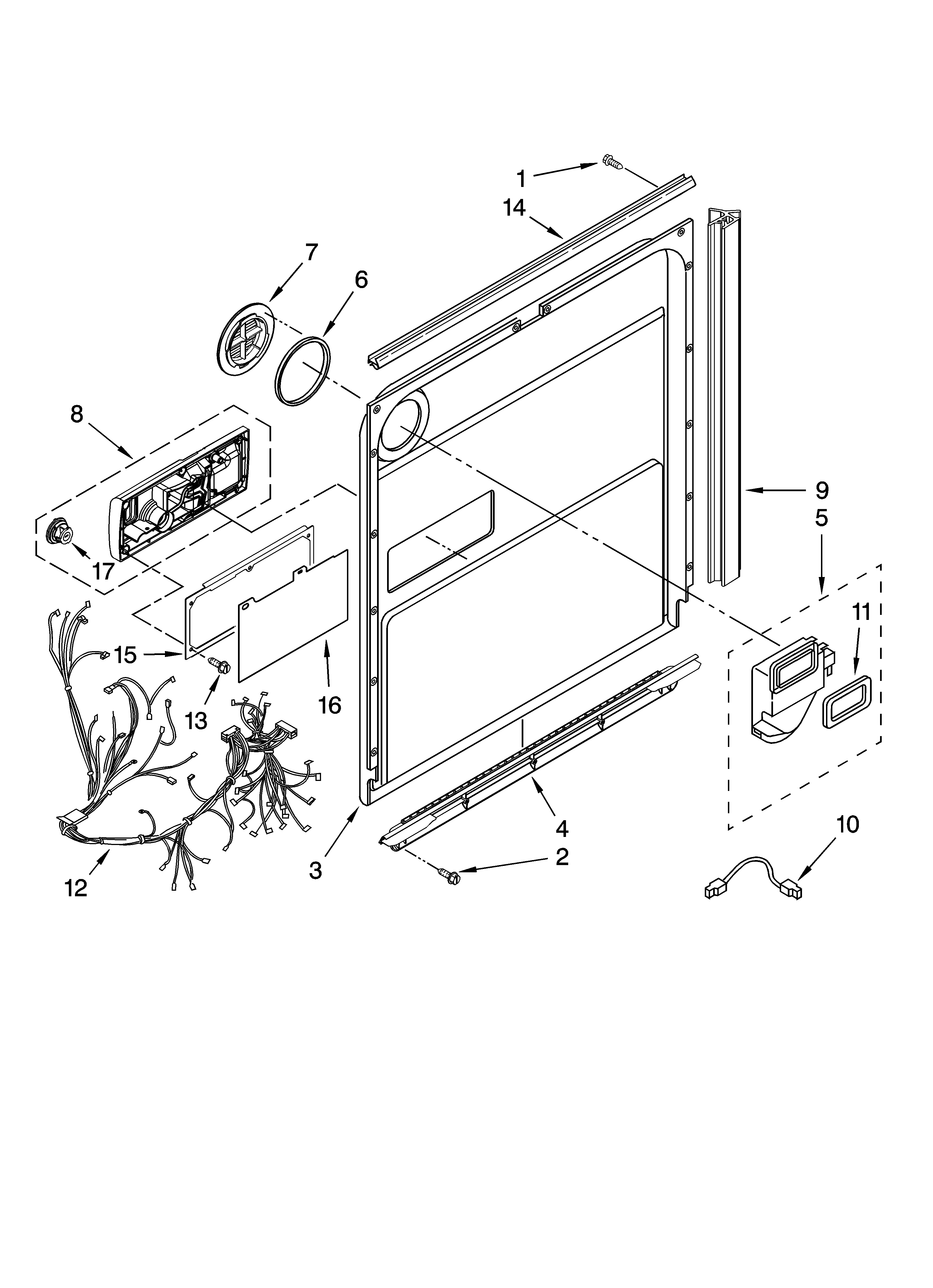 Kenmore 66577982K700 door and latch parts diagram